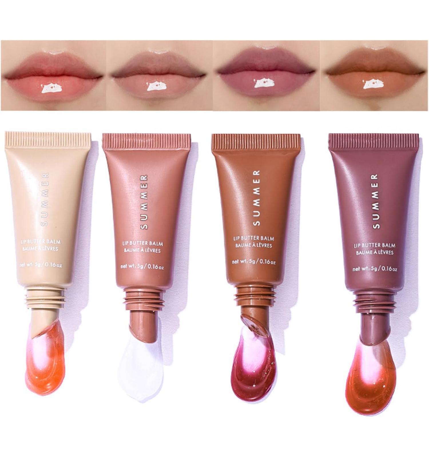 Skynest 4PCS Tinted Lip Butter Balm - Conditioning Vegan Lip Care for Instant Moisture Shine & Hydration - Sheer-Tinted Soothing Softens Dry Lips(A) - Buy Online on GoSupps.com