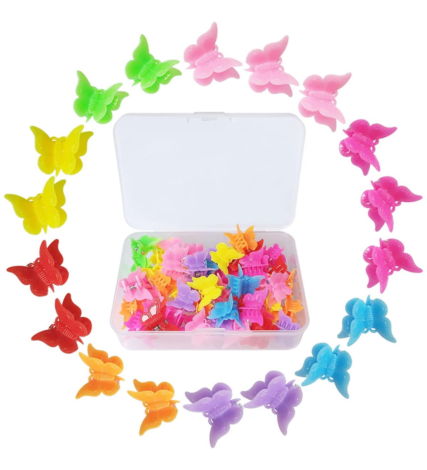 50 Pack Butterfly Hair Clips - Assorted Mini Hair Jaw Claw Clips for Girls, Women, Kids, Baby - Includes Box Package - Buy Online on GoSupps.com