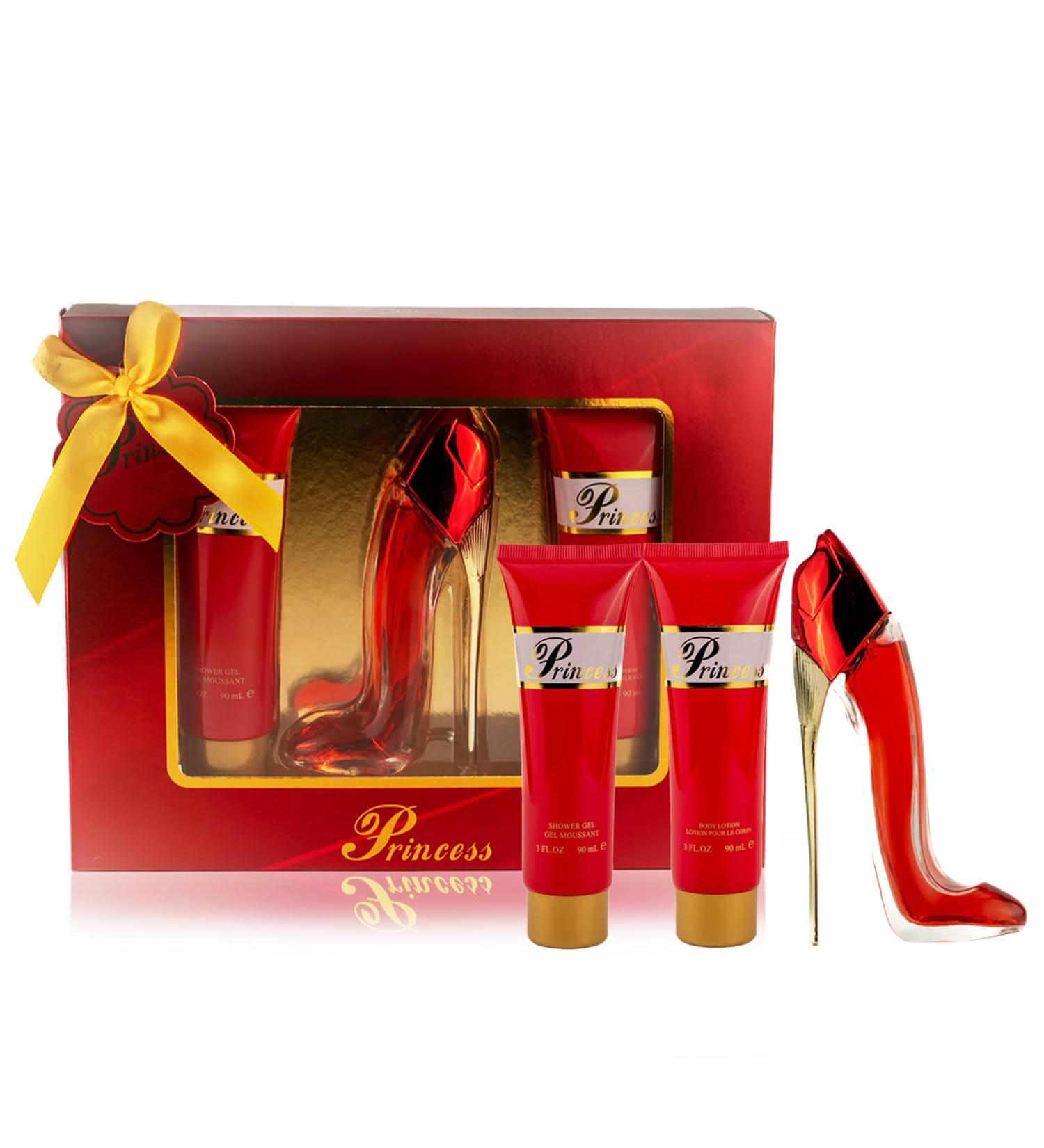META-BOSEM Prinss Red Women's Fragrance Set - Sweet Floral Note - Fresh Scent - Great Holiday Gift - for All Day Use - a High-Heel Classic Bottle (90ml Shower Gel+50ml EDT+90ml Body Lotion) - Buy Online on GoSupps.com