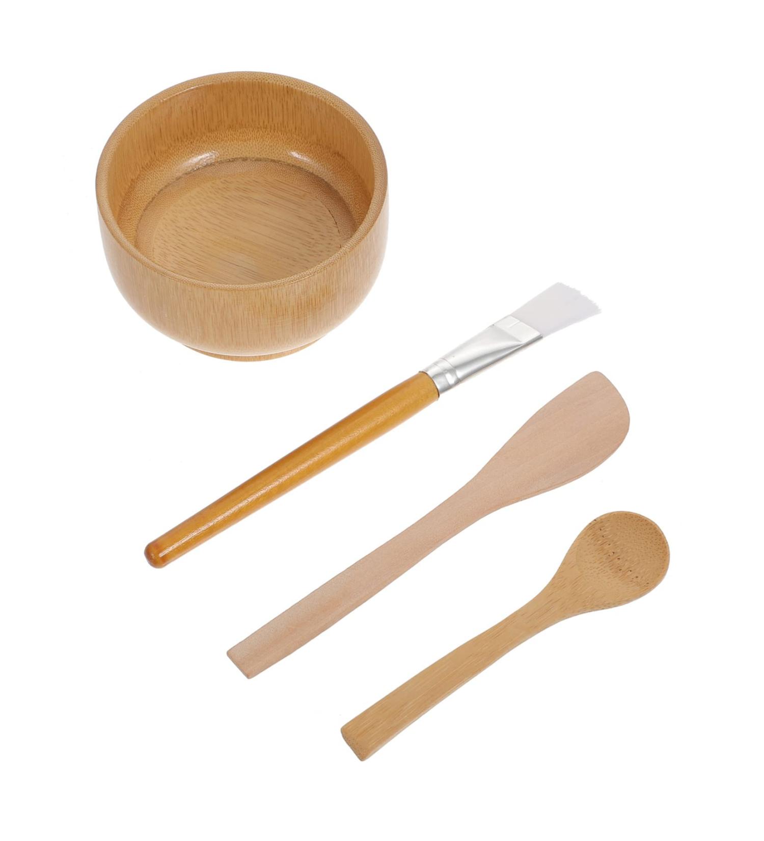 DOITOOL 1 Set Four Piece Facial Bowl Hair Dye Mixing Bowl Silicone Tools for Skincare Skin Care Spatula Mud Mixing Tool Hair Wooden Cosmetic - Buy Online on GoSupps.com