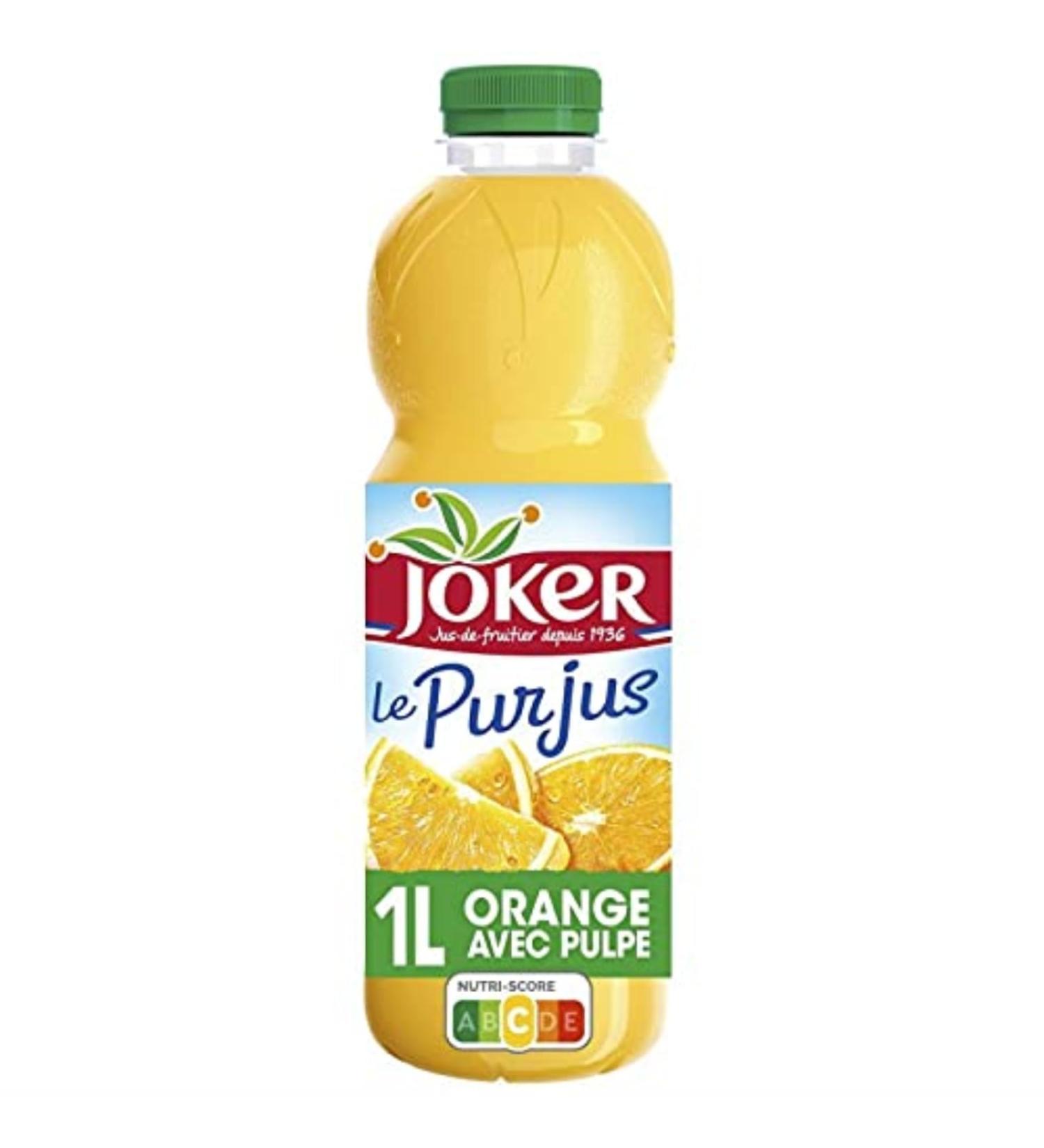 Boissons Joker 100% Pure Orange Juice with Pulp 1 L - Pack of 4