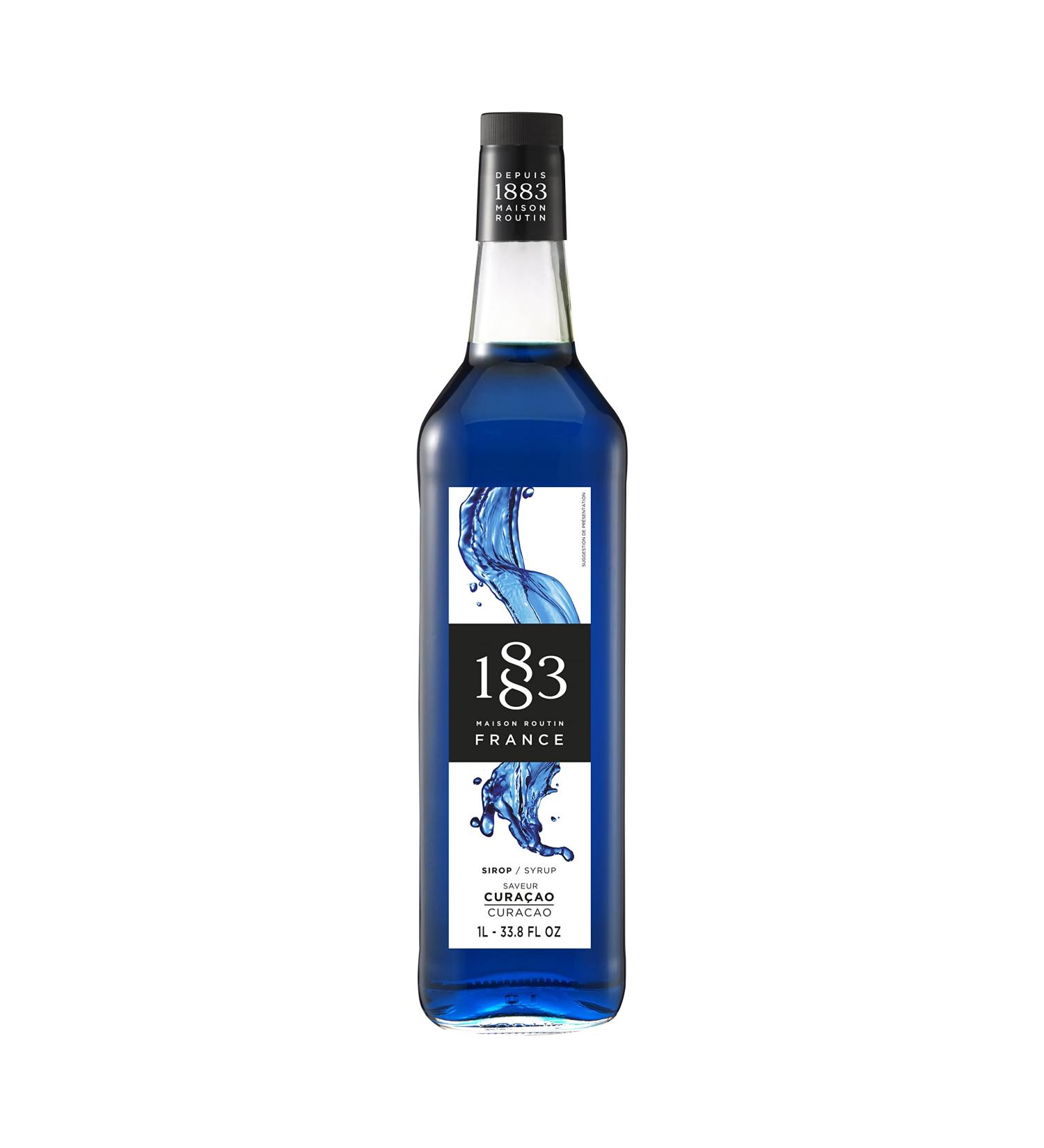 1883 Maison Routin Premium Blue Curacao Flavoured Syrup - 1L Glass Bottle for Cocktails & Mocktails - Buy Online on GoSupps.com