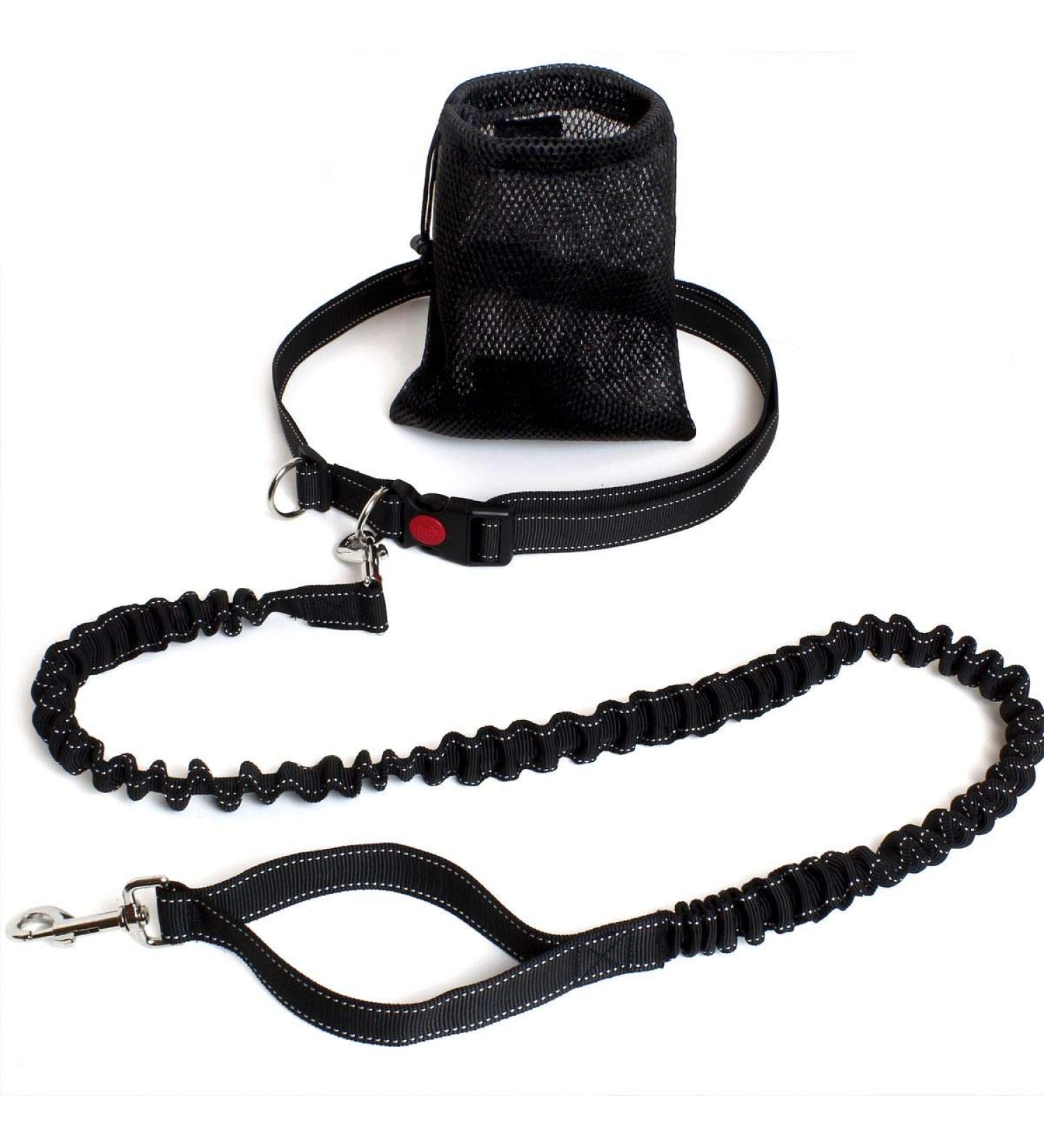 igadgitz home U6990 - Stretchy Dog Running Lead Dog Walking Belt Hands Free Dog Lead with Waistband and Drawstring Carry Bag - Black - Buy Online on GoSupps.com