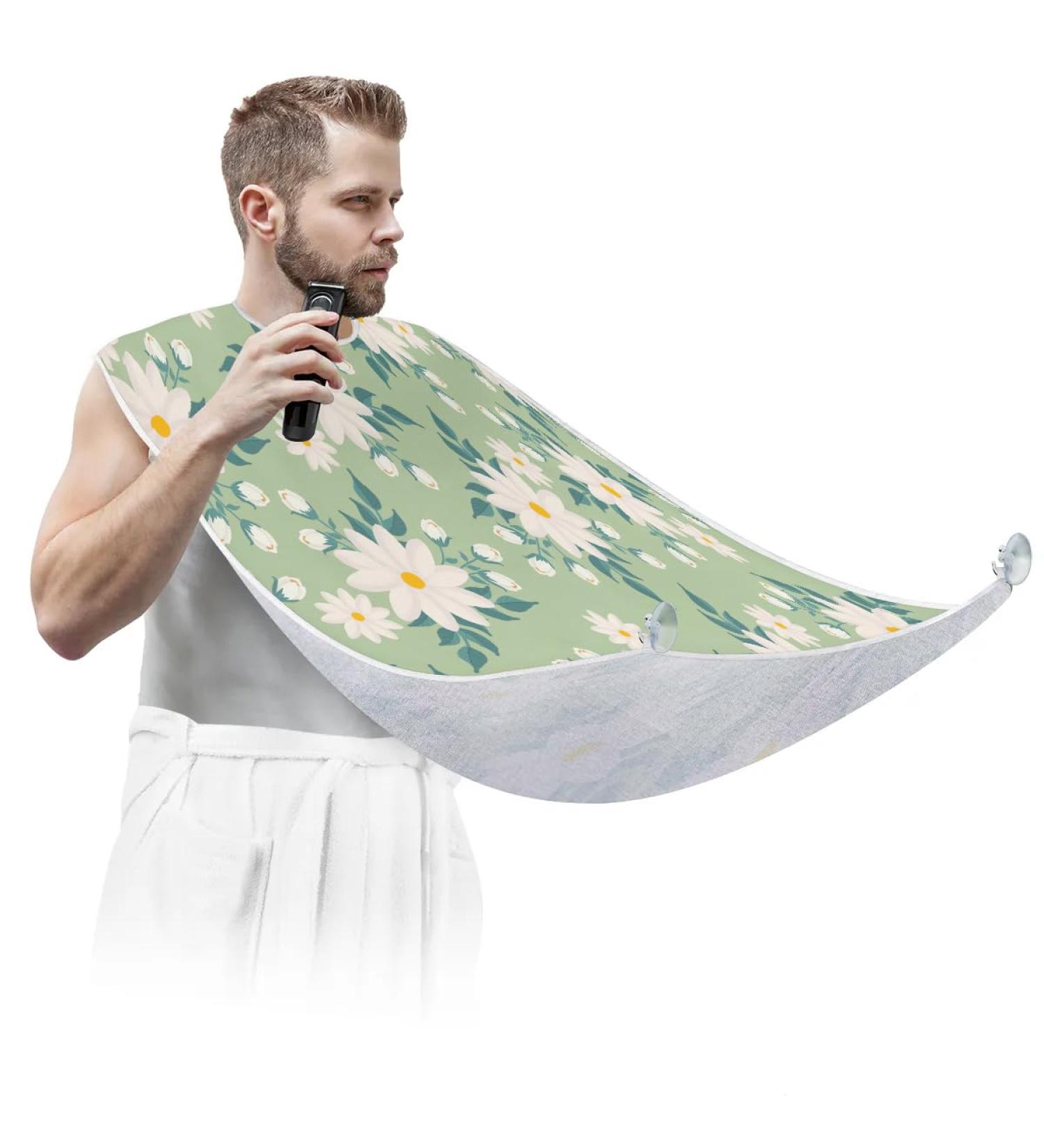 Spring Daisies Beard Bib Apron | Non-Stick Waterproof Hair Catcher for Men | Ideal Grooming Cloth with Suction Cups | Perfect Gifts for Men - Buy Online on GoSupps.com