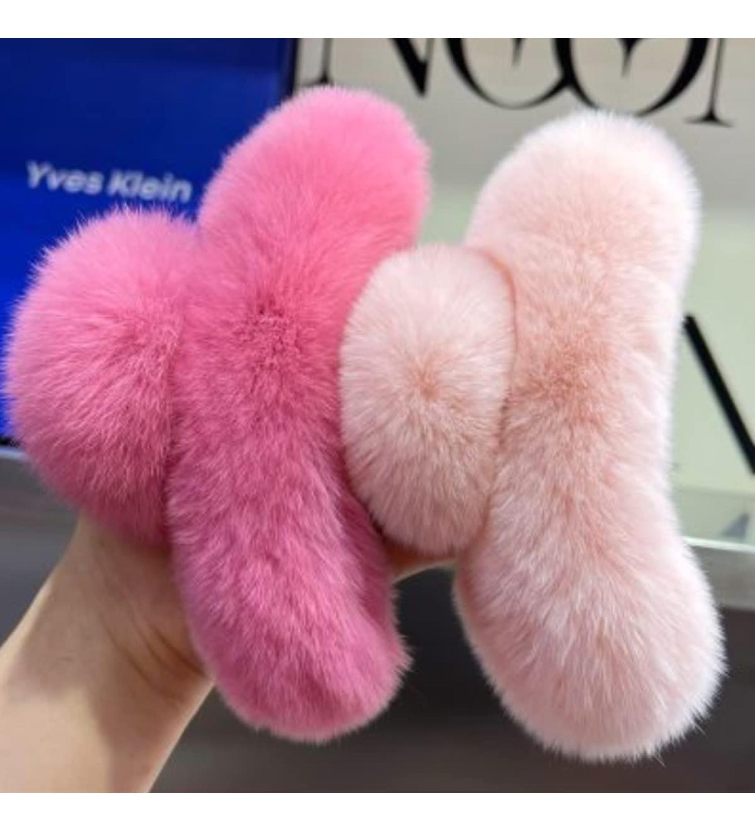 Pink 5.1 Faux Fur Hair Clips Set - Large Claw Clips for Thick Thin Hair - Fluffy Hair Clip for Women Girls - Buy Online on GoSupps.com
