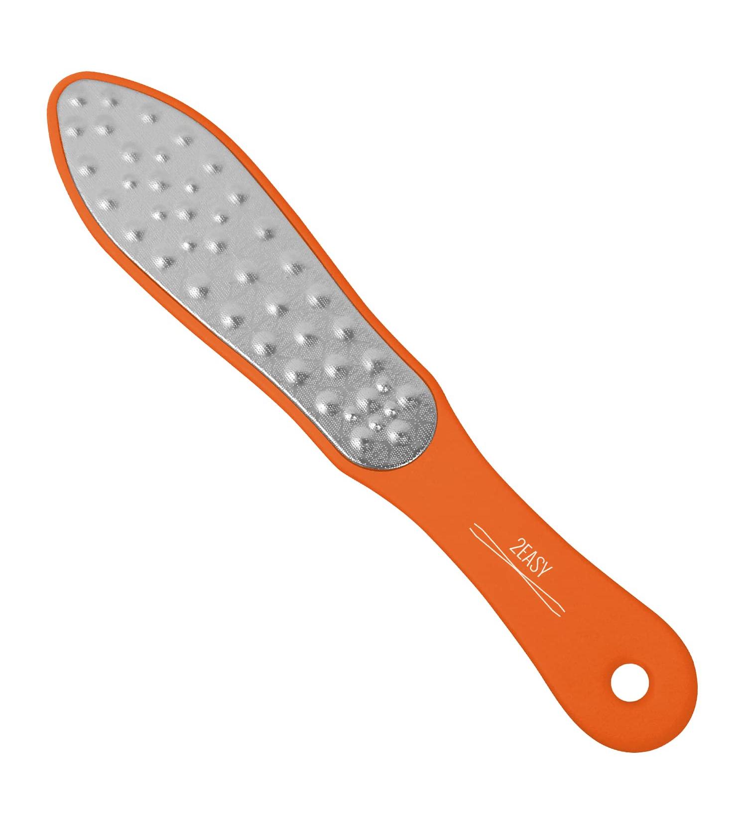2Easy Pro Stainless Steel Foot File - Professional Double Texture File - Double Sided Ergonomic Handle - Ideal for Calluses and Thicknesses (Orange) - Buy Online on GoSupps.com