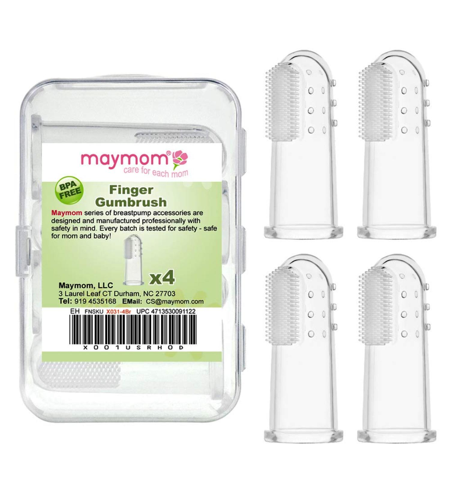 Maymom Oral Massager & Toothbrush for Infants - 4pc Finger Brush Set | Safe Dental Care - Buy Online on GoSupps.com