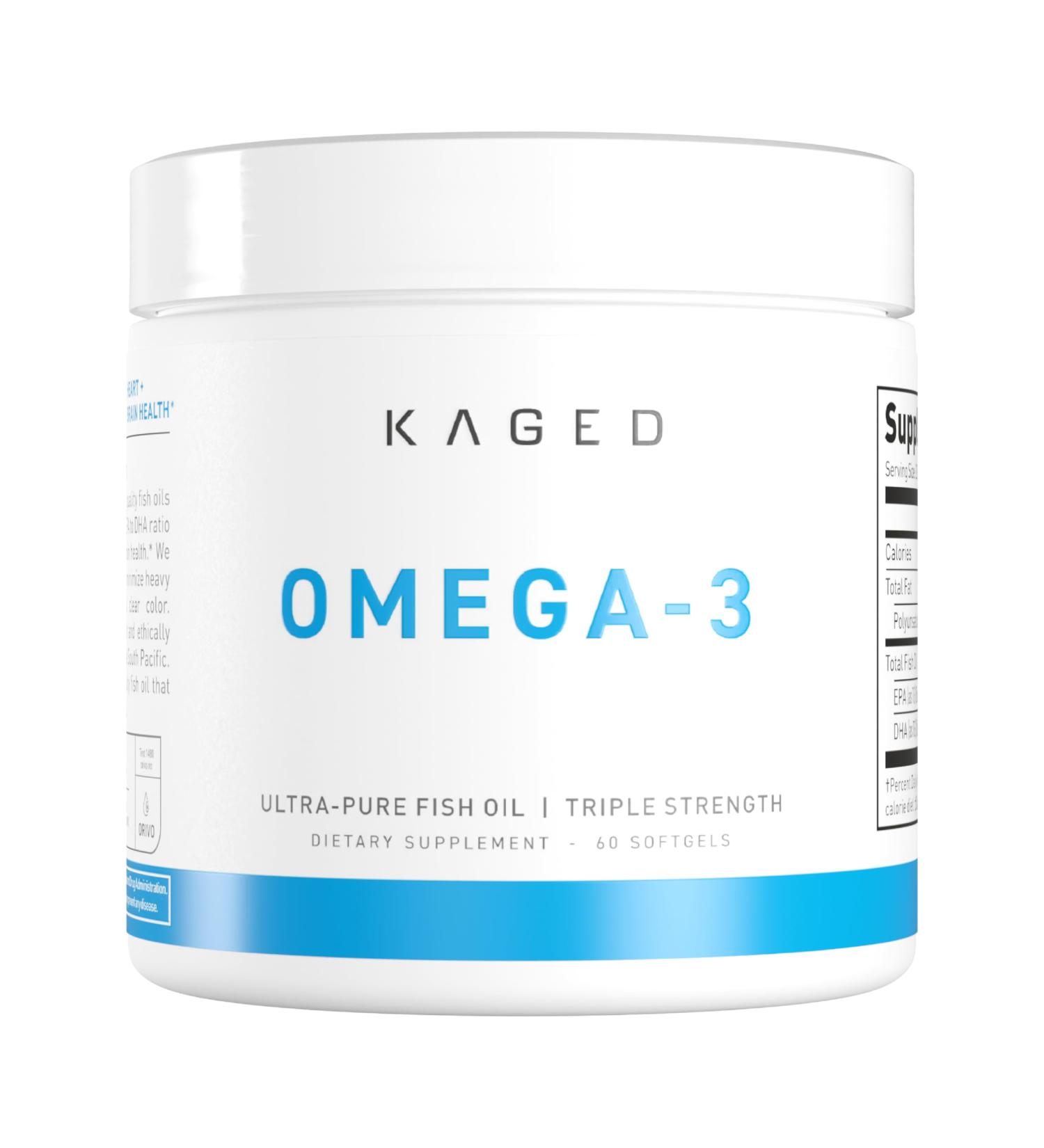 Kaged Omega 3 Softgels | Unflavored | Fish Oil Supplement | 3000mg Omega 3 Fatty Acid with EPA & DHA | Ultra-Pure No Fish Burps | Supplements for Men & Women | 30 Servings - Buy Online on GoSupps.com