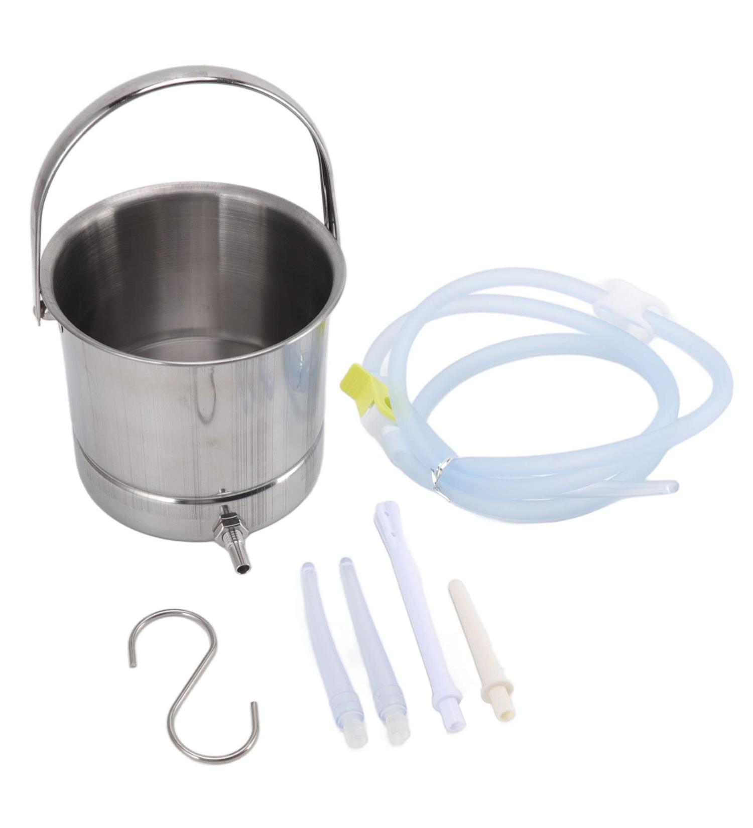 Buy Klanstier Set | 1.6L Stainless Steel Coffee Inlet Bucket for Detox | Home Enema Kit with Nozzle Tips & Storage Bag - Buy Online on GoSupps.com