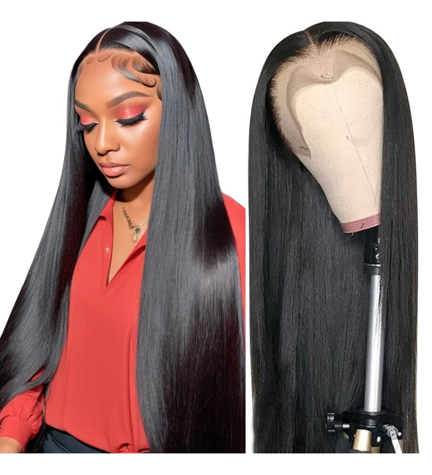 Dheridy 30 Inch 13x6 HD Lace Front Wig | 180% Density Straight Brazilian Human Hair | Pre Plucked & Glueless | for Black Women - Buy Online on GoSupps.com