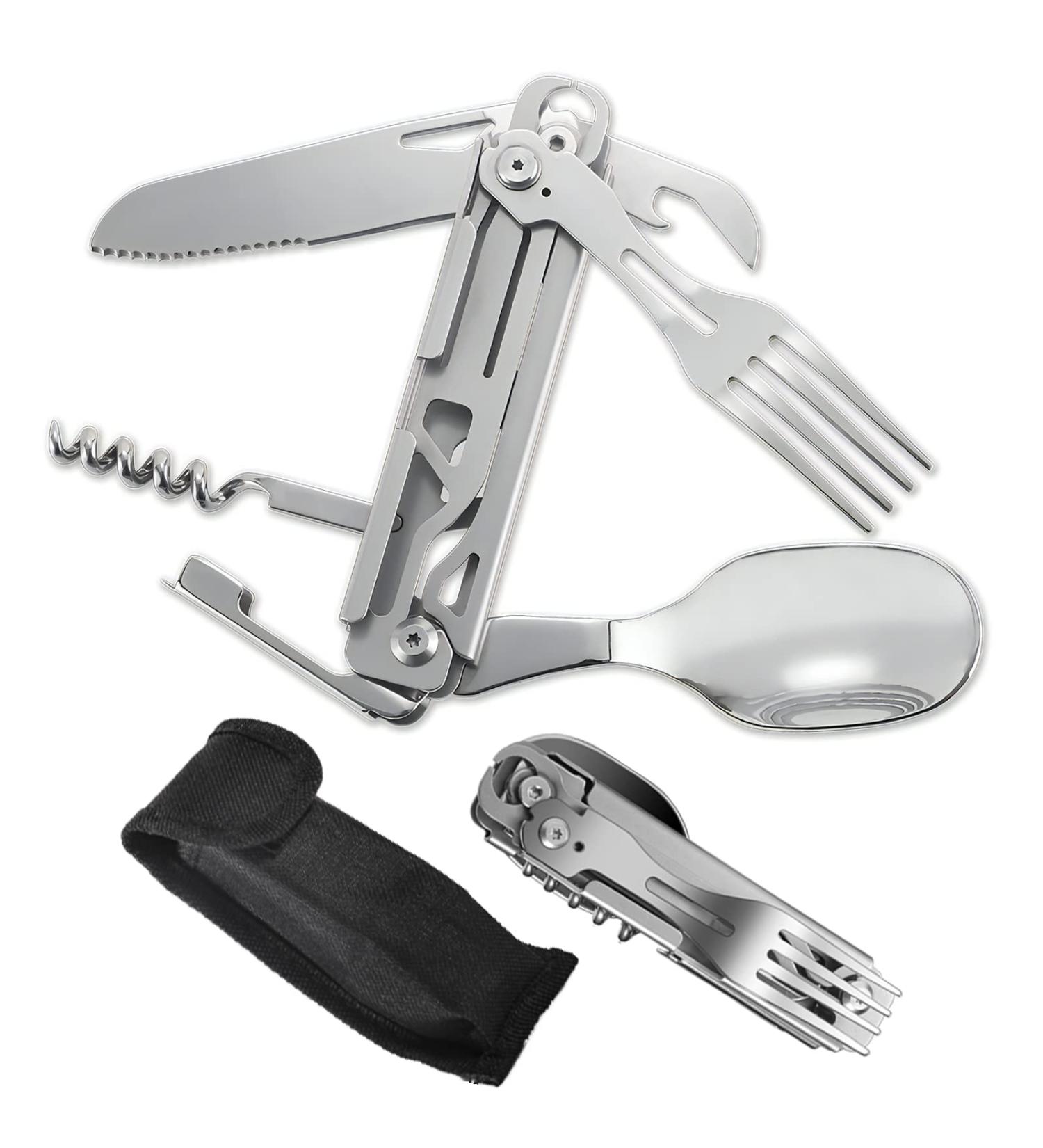 Wemomo 5-in-1 Camping Utensils Set - Portable Stainless Steel Flatware for Travel, Hiking, and Backpacking - Buy Online on GoSupps.com