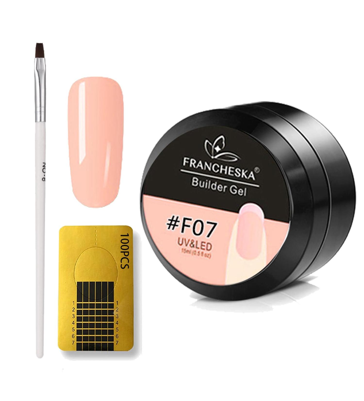 Nude Color Nail Extension Gel Kit with Nail Brush & 100Pcs Forms - UV/LED Builder Gel for Nails Art Beginners - Buy Online on GoSupps.com