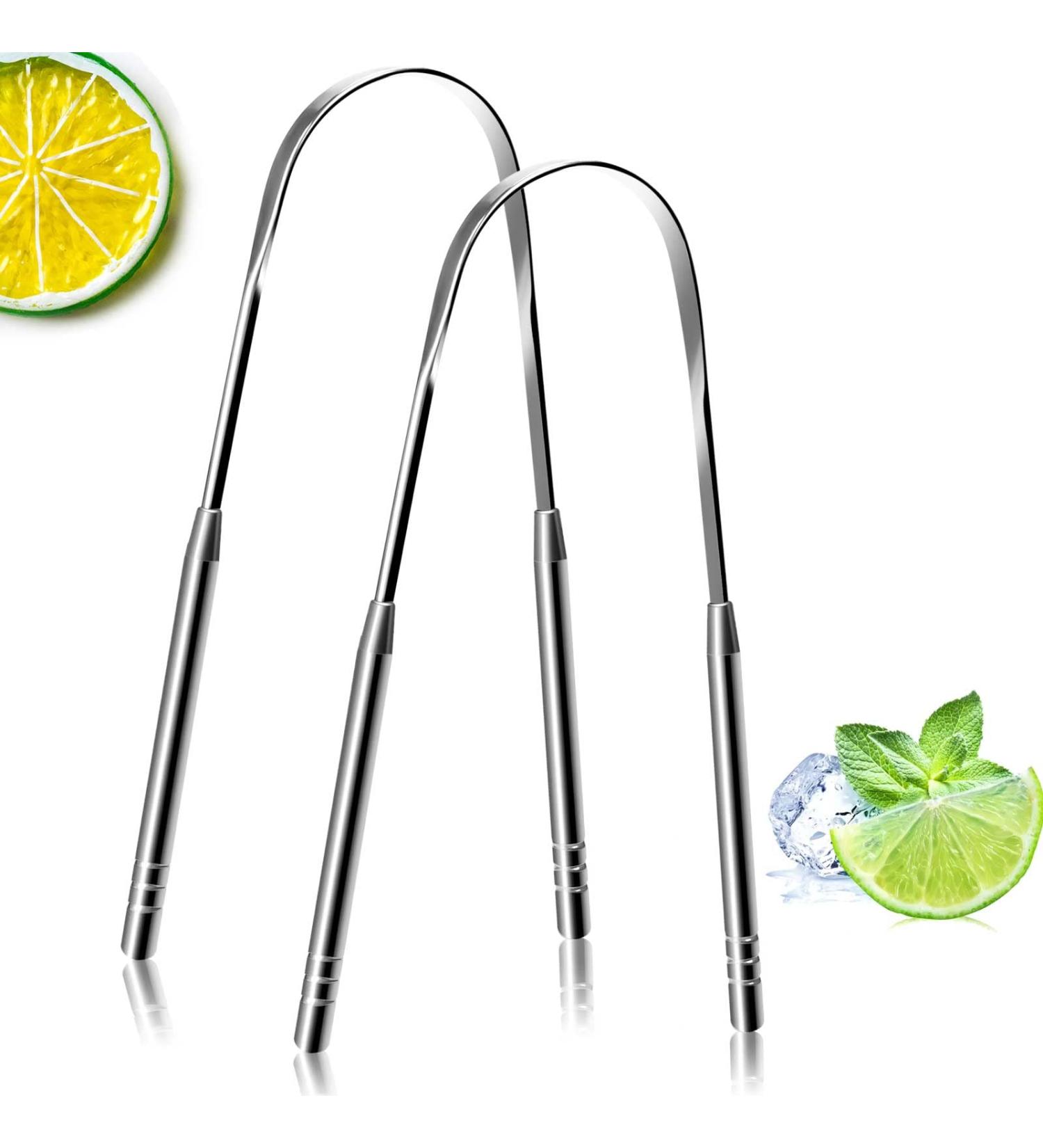 2 Pack Surgical Stainless Steel Tongue Scraper for Adults & Kids - Professional Oral Care Tool for Fresh Breath - Buy Online on GoSupps.com