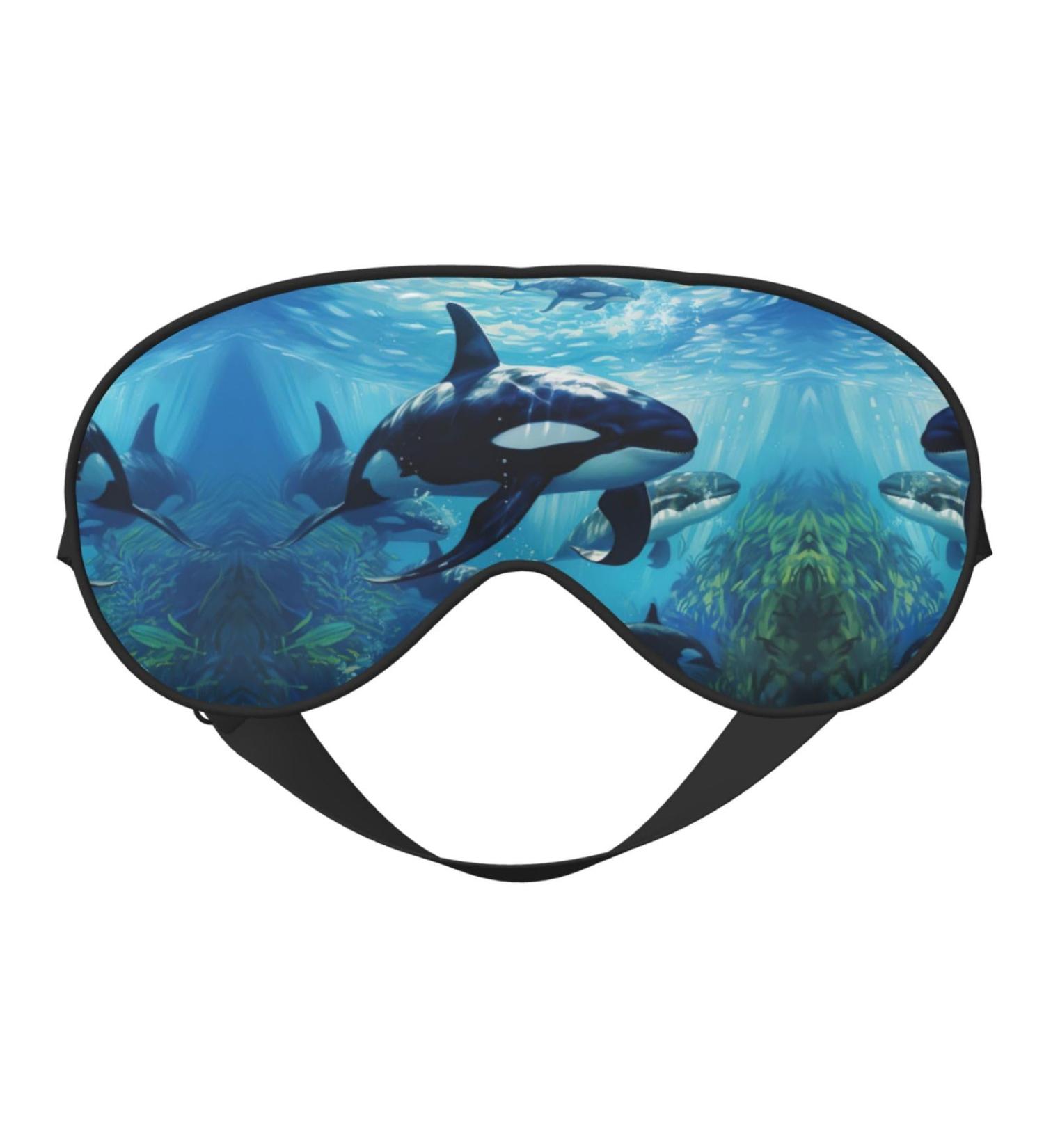 Killer Whales Swim Along Print Eye Mask | Ultra-Soft Light-Blocking for Comfort & Restful Sleep | International Shipping Available - Buy Online on GoSupps.com
