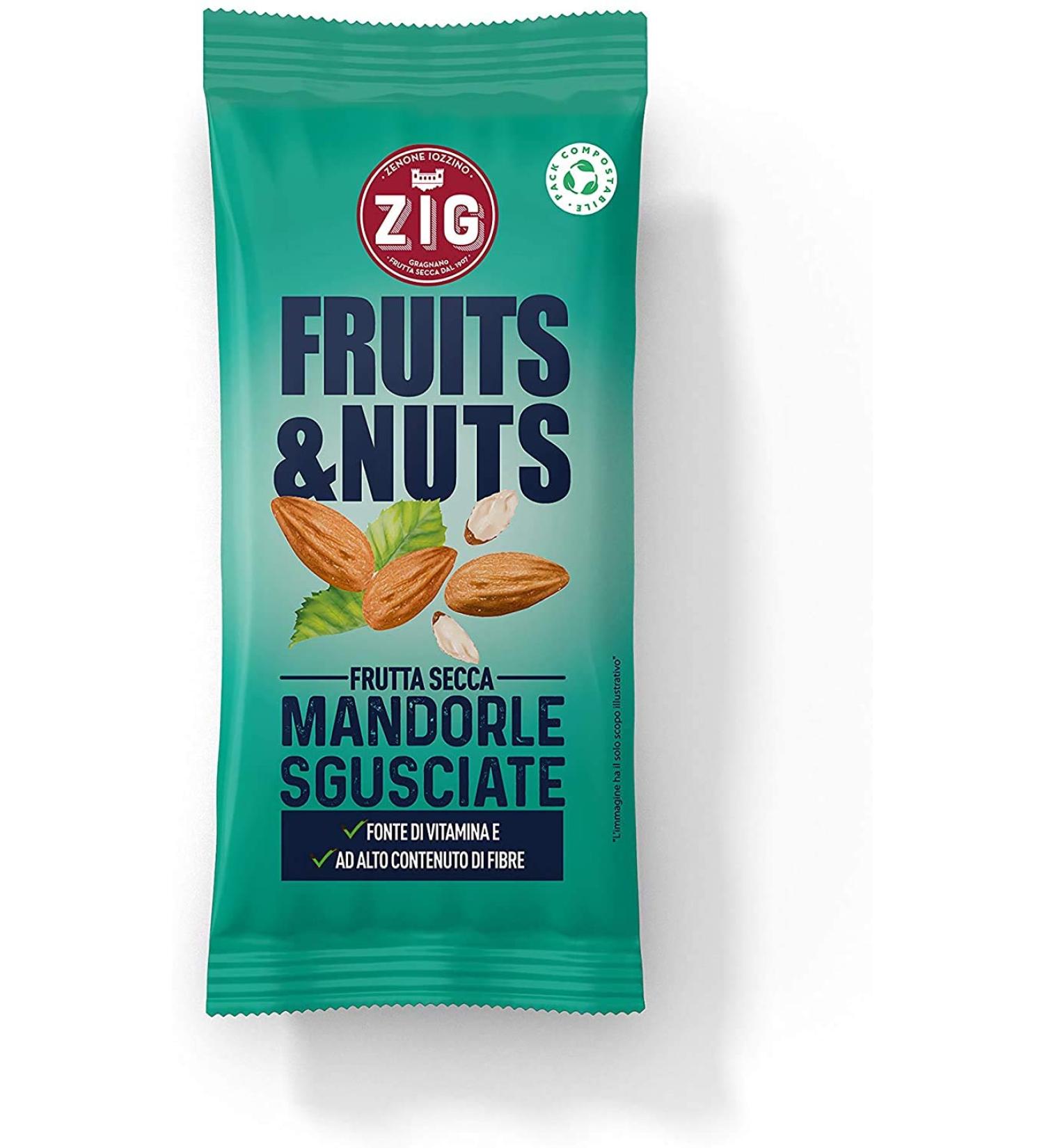 ZIG - Fruits & Nuts - Peeled Almonds 300 g (10 bags of 30 g) 100% recyclable packaging - Buy Online on GoSupps.com