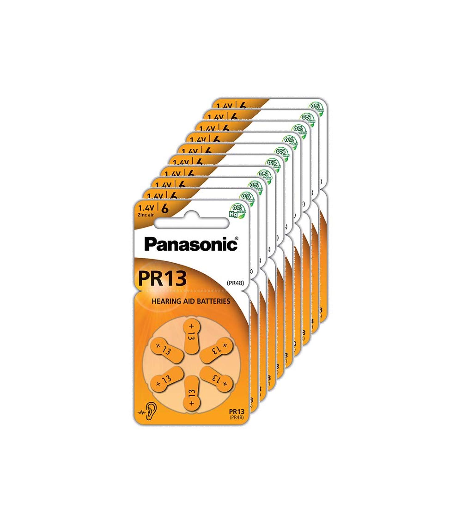 Panasonic PR13 Zinc-Air Hearing Aid Batteries - Type 13 1.4V 60 Pack (10 Packs) - Long-lasting & Reliable Performance - Buy Online on GoSupps.com