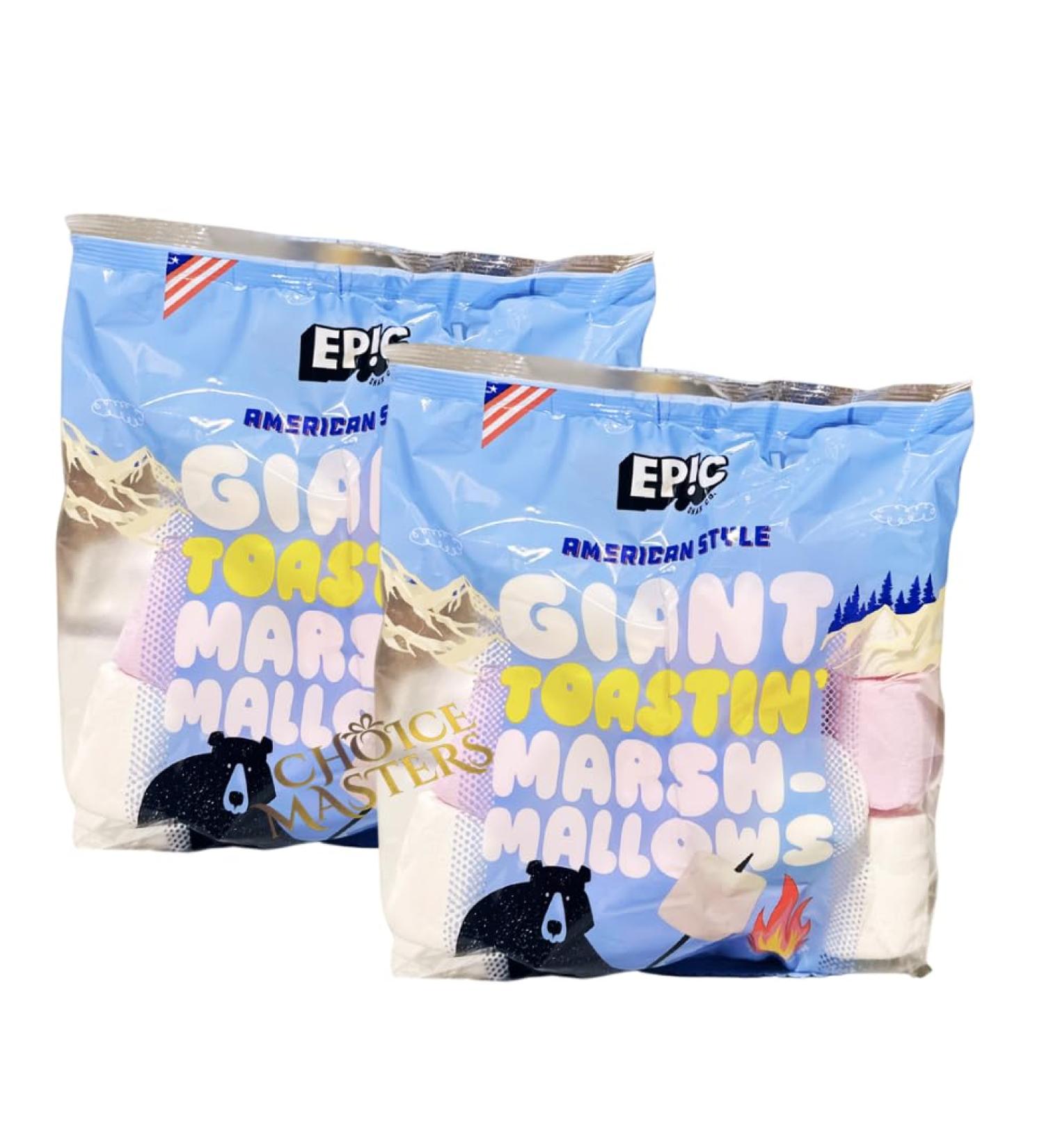 Giant Marshmallows American Style GLUTEN FREE Toasting Mega Marshmallows - White & Pink -2 Pack (300g x 2) by Epic Snax Co. - Perfect for Barbeque Bonfire Roast Toastin' & Smores 600g - Buy Online on GoSupps.com