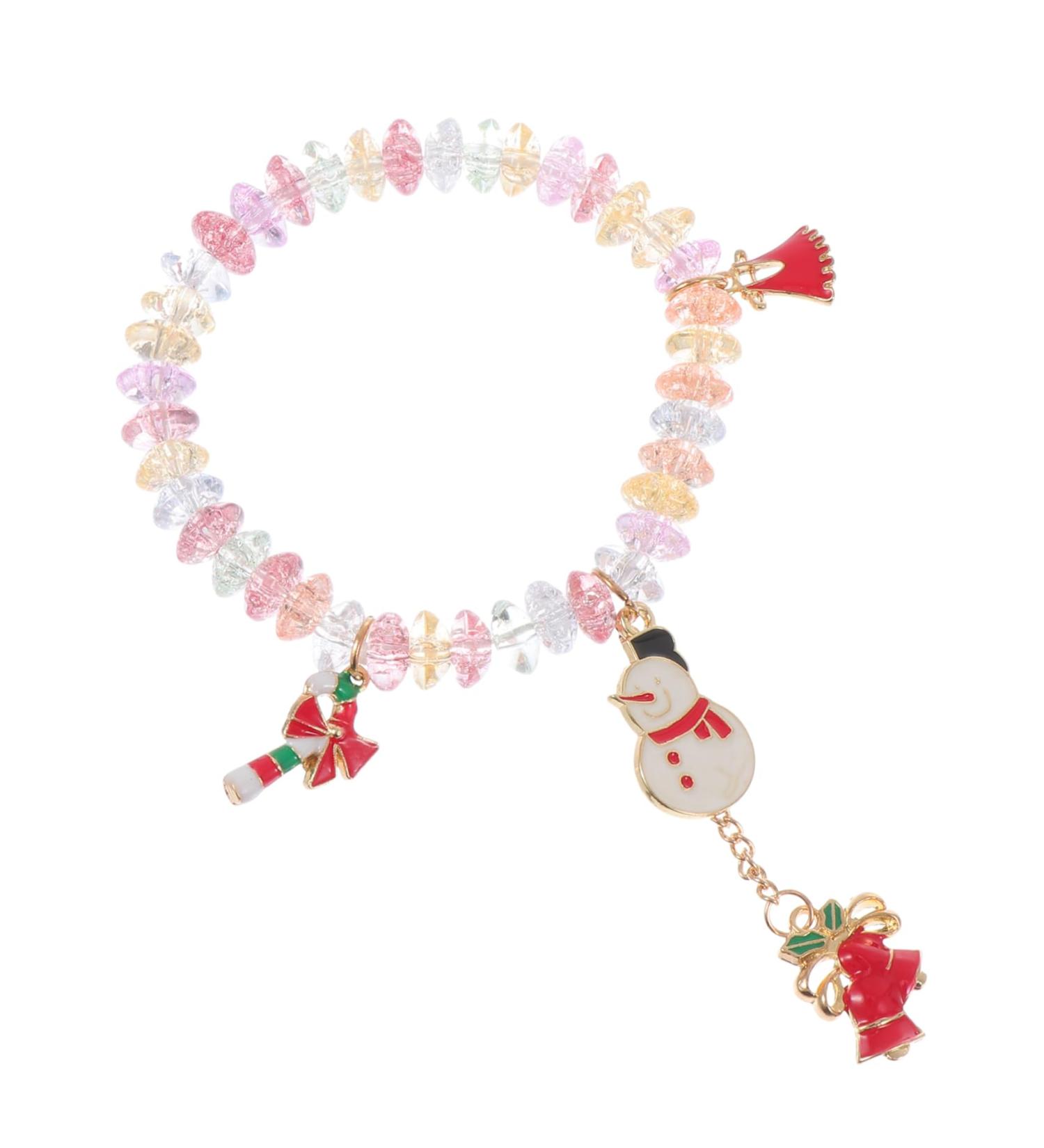 ibasenice 1pc Christmas Alloy Bracelet Stocking Stuffers Xmas Gift Bracelet Candy Cane Bracelet Charm Braclets Crystal Beads Wrislet Winter Bracelets Xmas Bracelet Jewelry Girl Miss - Buy Online on GoSupps.com