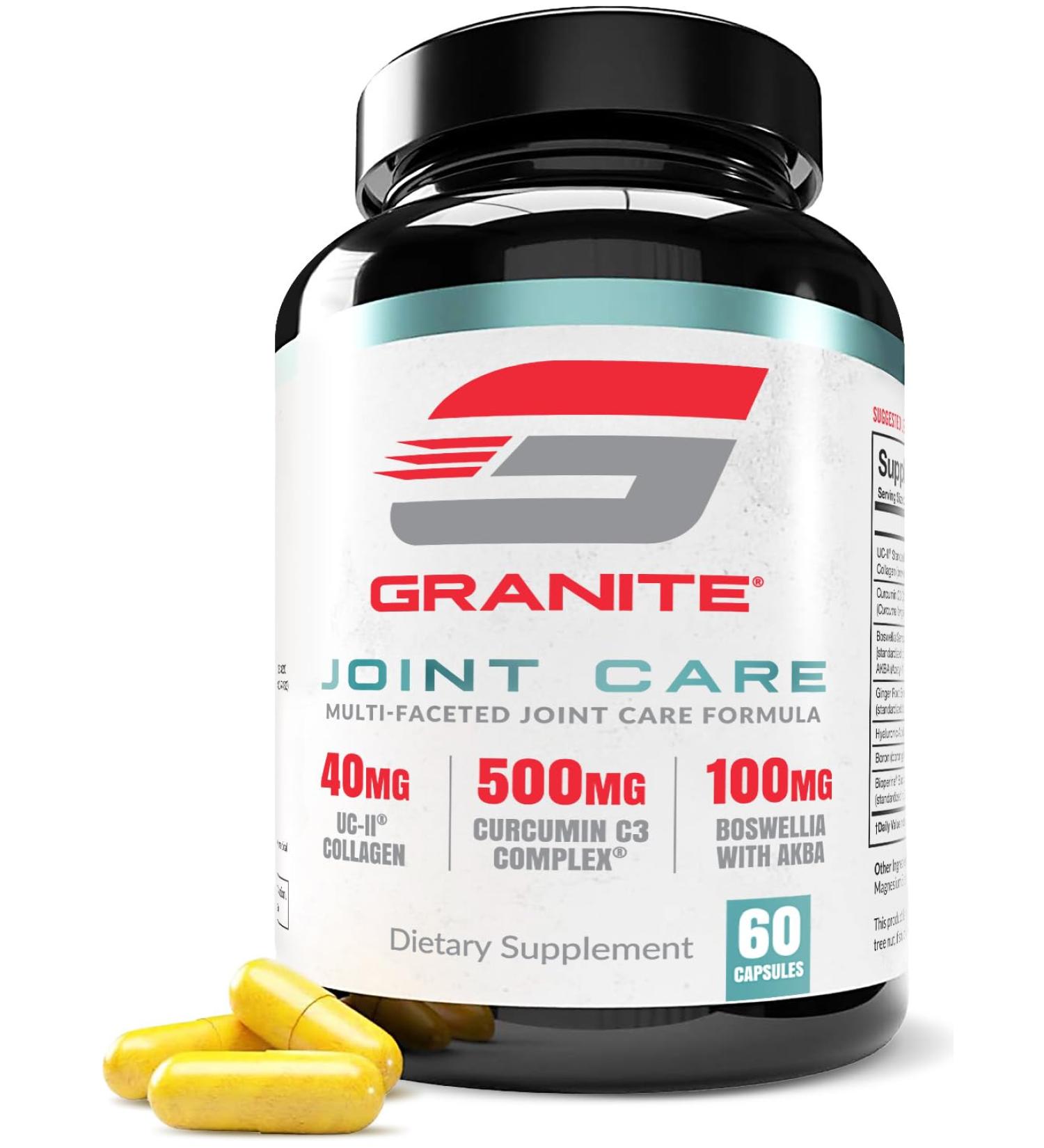 Granite Joint Care: Premium UC-II Collagen Turmeric Curcumin C3 AKBA Boswellia + More - All-in-One Support for Joint Mobility Comfort & Strength (60ct) - Buy Online on GoSupps.com