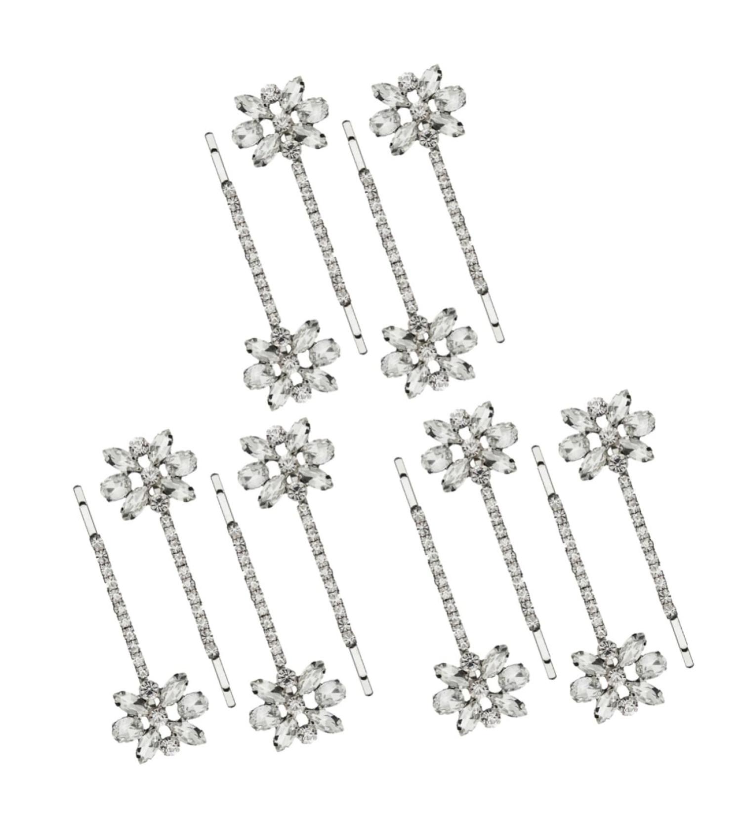 minkissy 6 Pairs Bridal Rhinestone Barrette Rhinestone Hair Accessories Rhinestone Headpiece Metal Hair Barrettes Rhinestones Hair Pin 90s Hair Accessories Flower Hair Clips for Women Bride - Buy Online on GoSupps.com