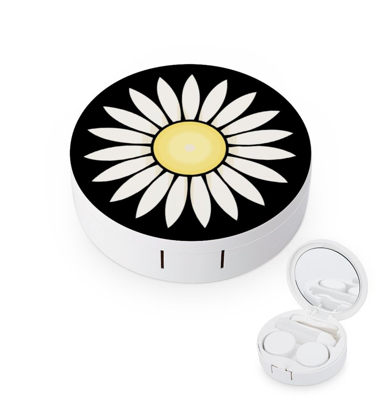 Daisy Floral Contact Lens Case - Portable Travel Lens Box with Mirror | Shop Internationally - Buy Online on GoSupps.com