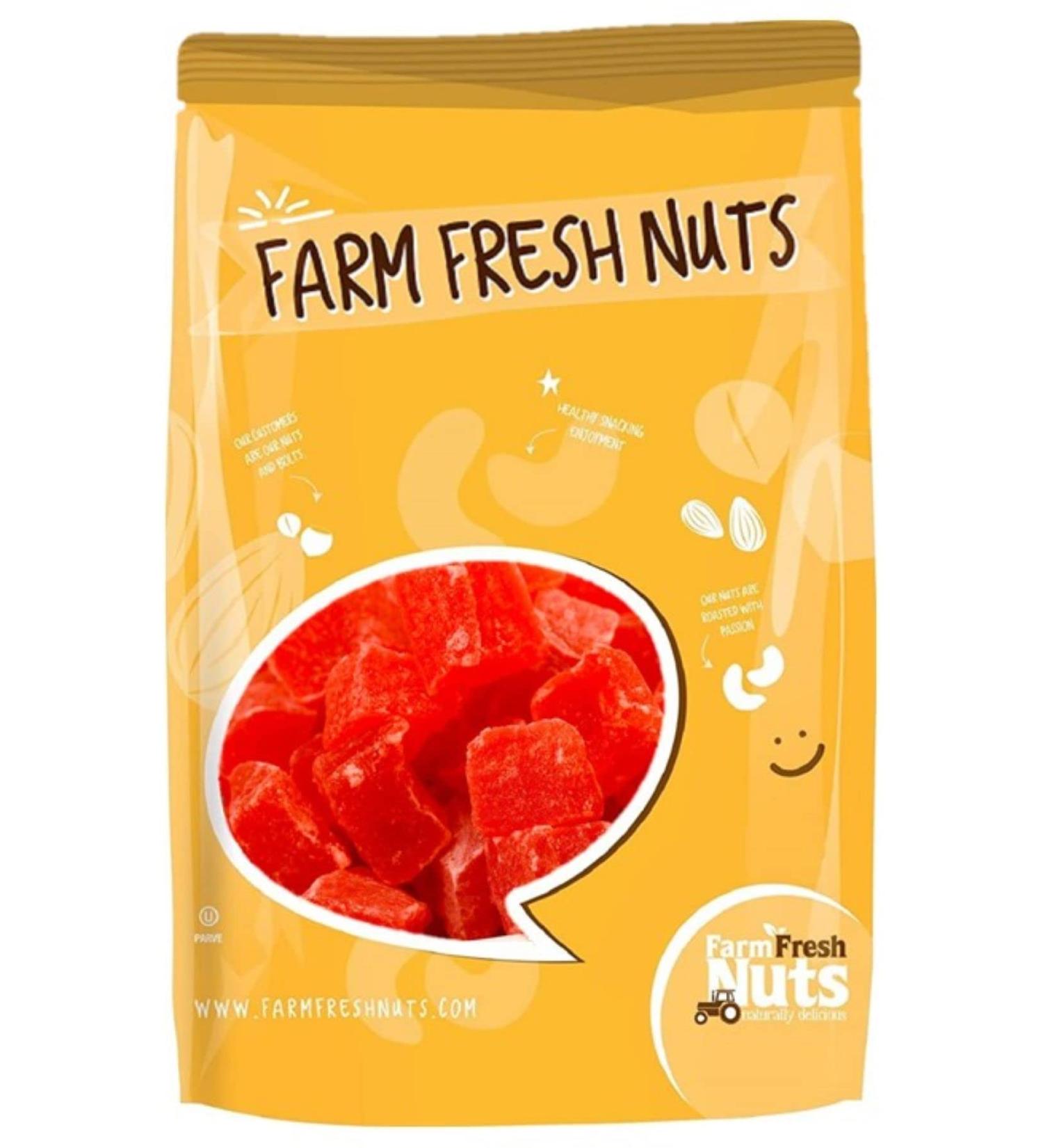 Dried Papaya Chunks (5 Lbs.) - Diced Dried Papayas Best for Snacking & Baking - Paw Paw Tree - Lightly Sugar Coated  Low Sodium  Dairy Free  Low Cholesterol  Low Fat & High Fiber Fruits - Farm Fresh Nuts Brand 5 Pound - Buy Online on GoSupps.com