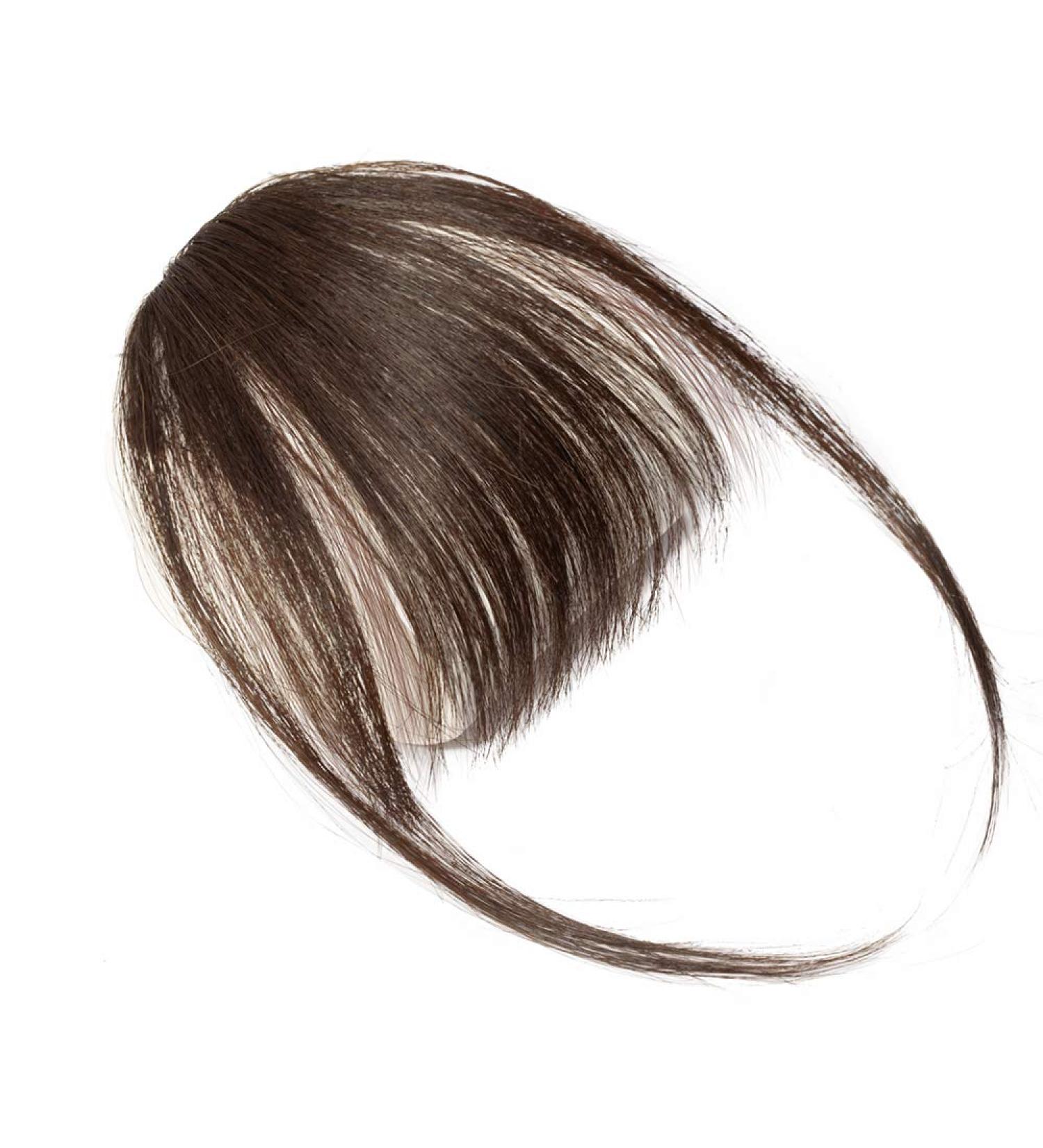 Clip in Fringe Human Hair Light Bangs #2 Dark Brown Straight - Buy Online on GoSupps.com
