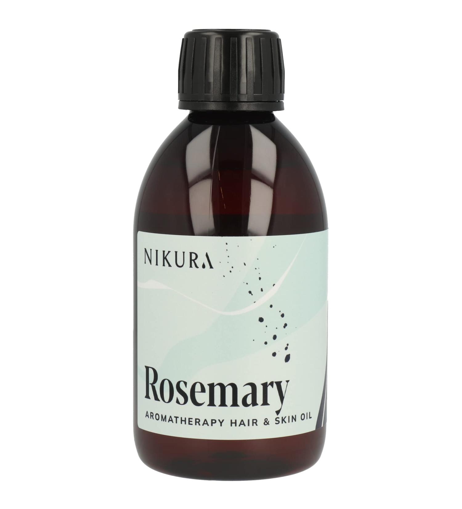 Nikura Rosemary Oil for Hair & Skin Care - 250ml | Hair Growth Serum | Beard Growth Treatment Oil with Almond Jojoba Argan | Vegan & UK Made - Buy Online on GoSupps.com