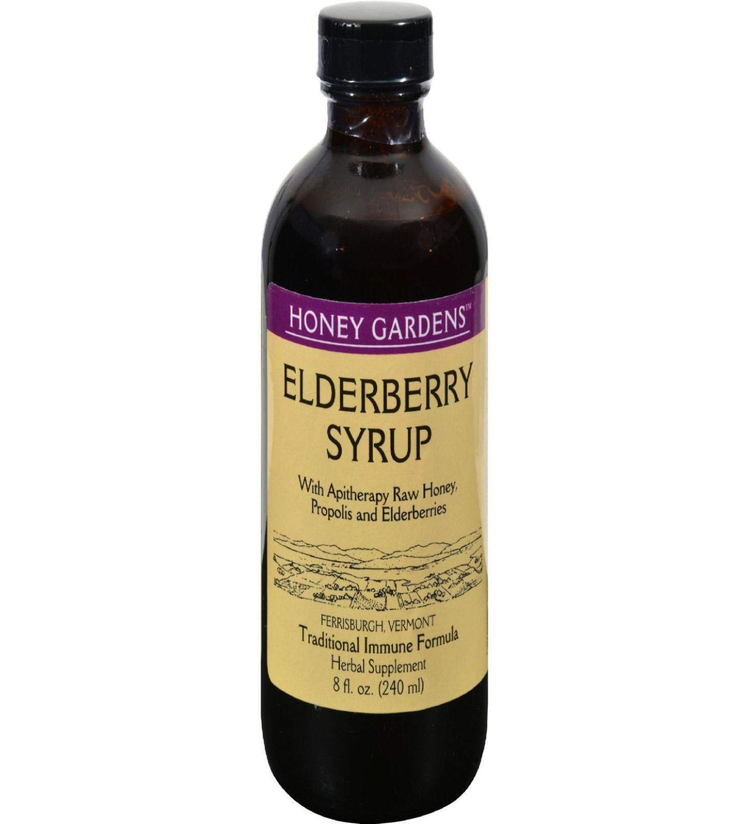 Honey Gardens Apiaries Elderberry Syrup - 8 oz | Immune Support | Organic Ingredients - Buy Online on GoSupps.com