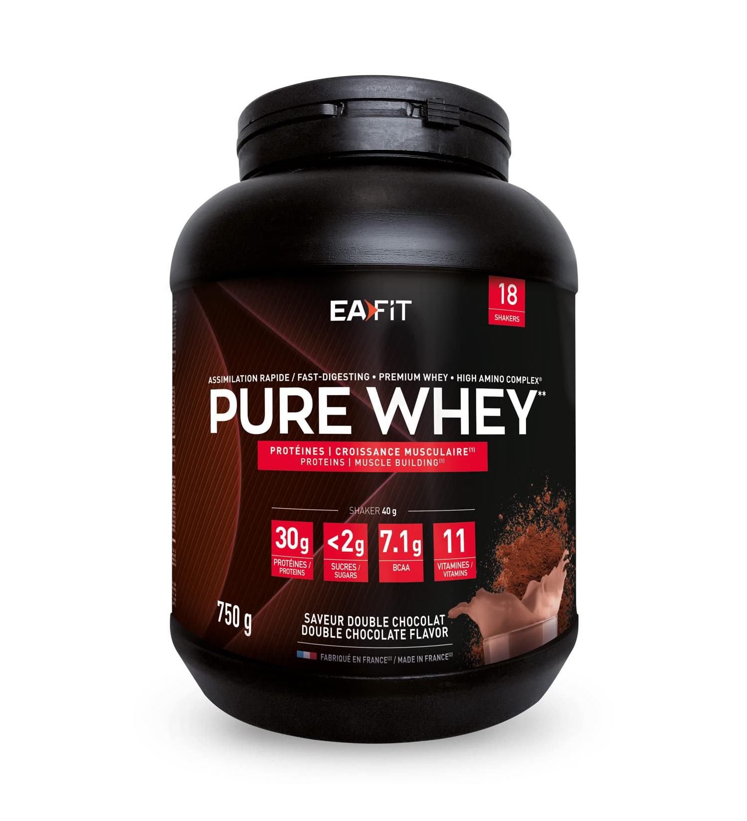Pure Whey Chocolate | EAFIT | Protein | 32g Whey Protein+7.6g BCAA/shaker+magnesium | Bodybuilding Maintaining and Building Muscle Mass|Whey protein for Sport | 750g - Buy Online on GoSupps.com