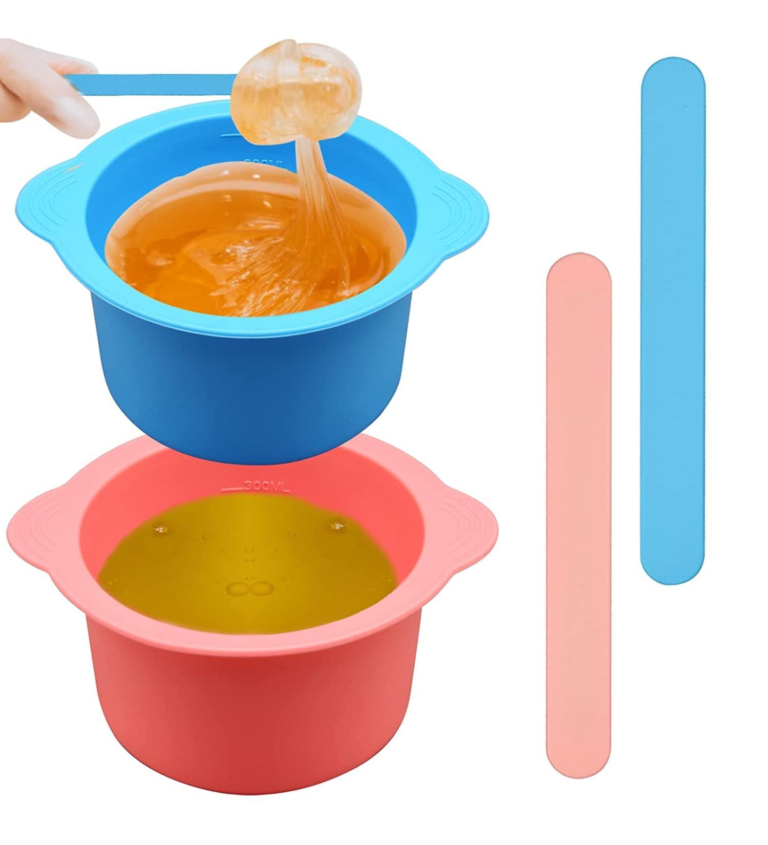 Silicone Wax Warmer Liner Set with Spatulas - Non-Stick Reusable Pot and Bowl Replacement for Hair Removal (Pink+Blue) - Buy Online on GoSupps.com