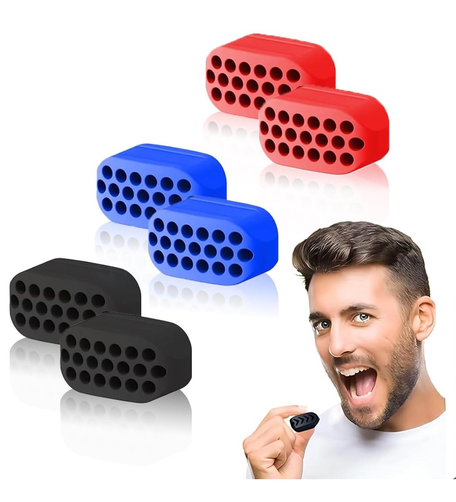 Akjaxqu 6-Piece Jawline Trainer | Silicone Jaw & Facial Muscle Trainer for Men & Women | Tone & Define Your Face - Buy Online on GoSupps.com