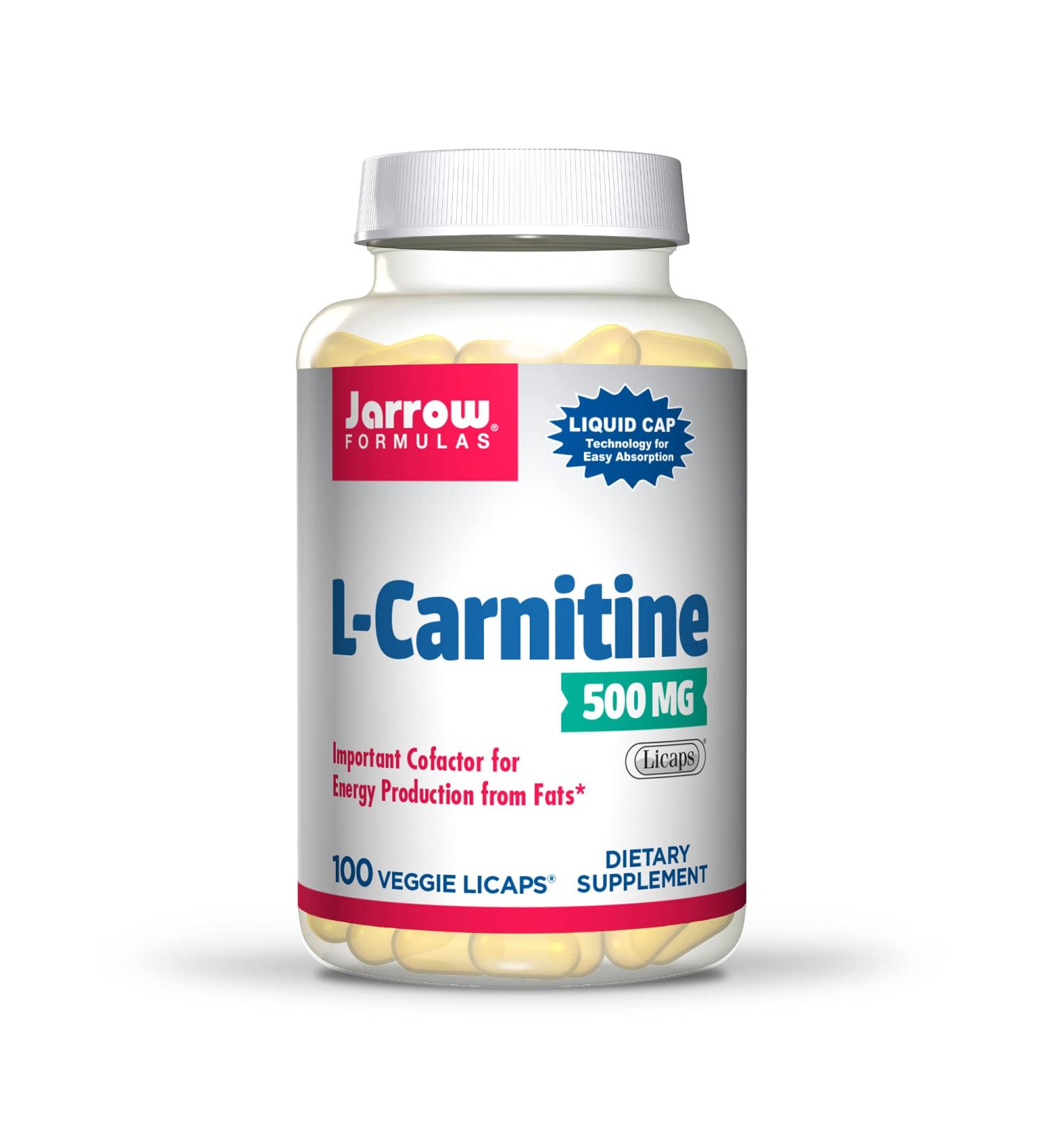 Jarrow Formulas L-Carnitine 500mg - Vegan Energy Boost - 100 Veggie Licaps - ATP Production from Fats - 100 Servings - 100 Count - Buy Online on GoSupps.com