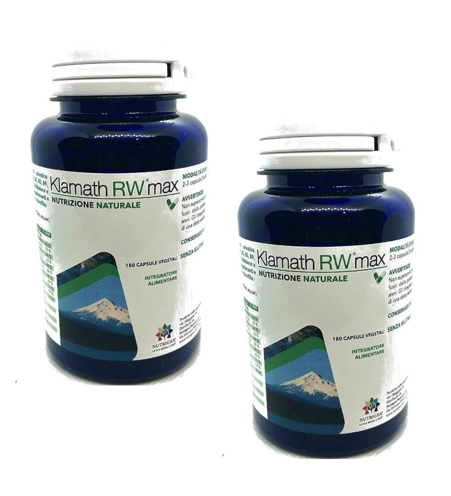Nutrigea Hyppocratica KLAMATH RW MAX nutritional supplements with 180 capsules 2 packages of 180 capsules