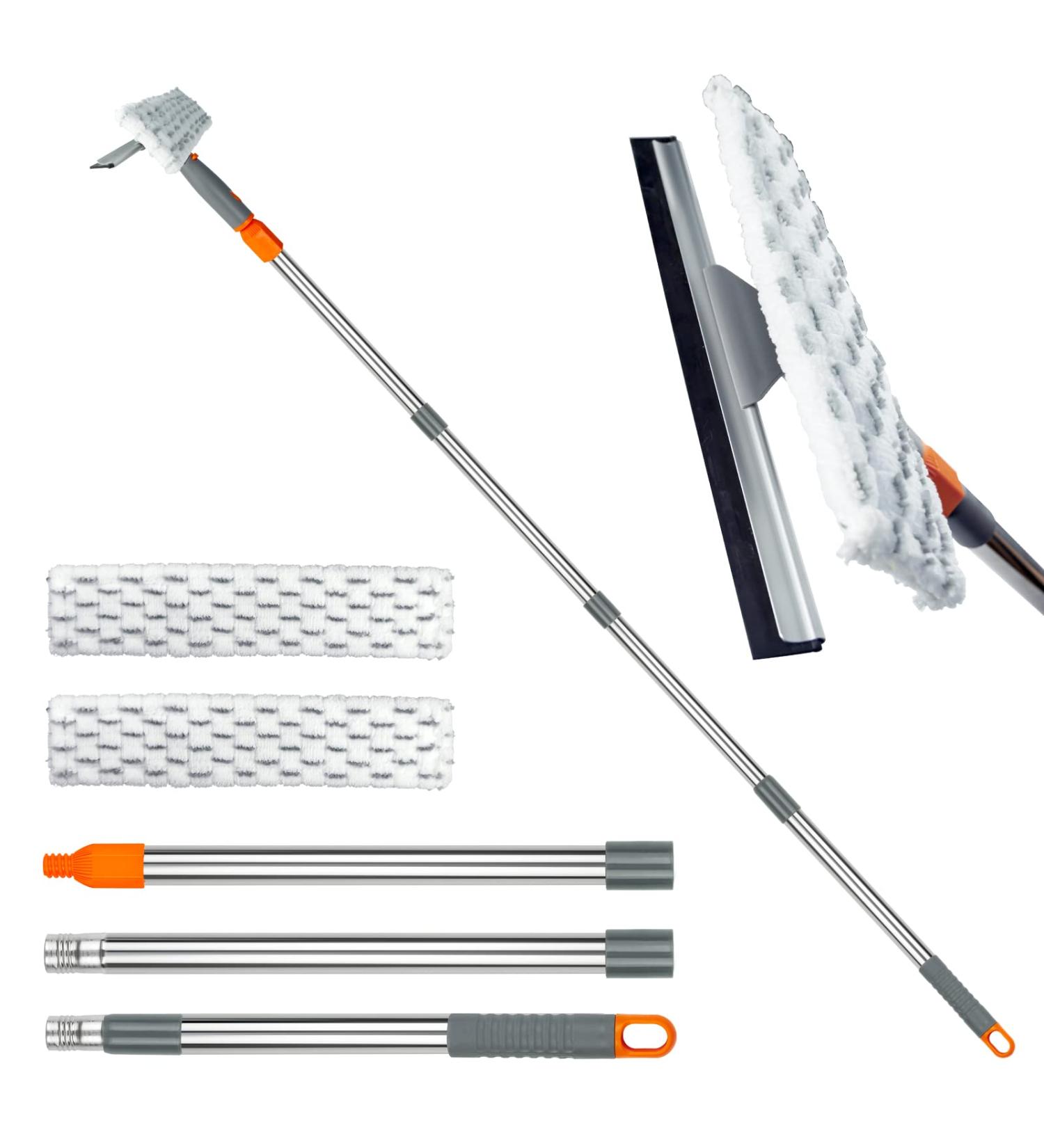 2 in 1 Squeegee for Window Cleaning Tool Long Handle Window Cleaner Tool with Stainless Steel Extension Pole BITOPE 12 Wide Squeegee Cleaning Kit for Car Shower Glass Doors Outdoor High Window - Buy Online on GoSupps.com
