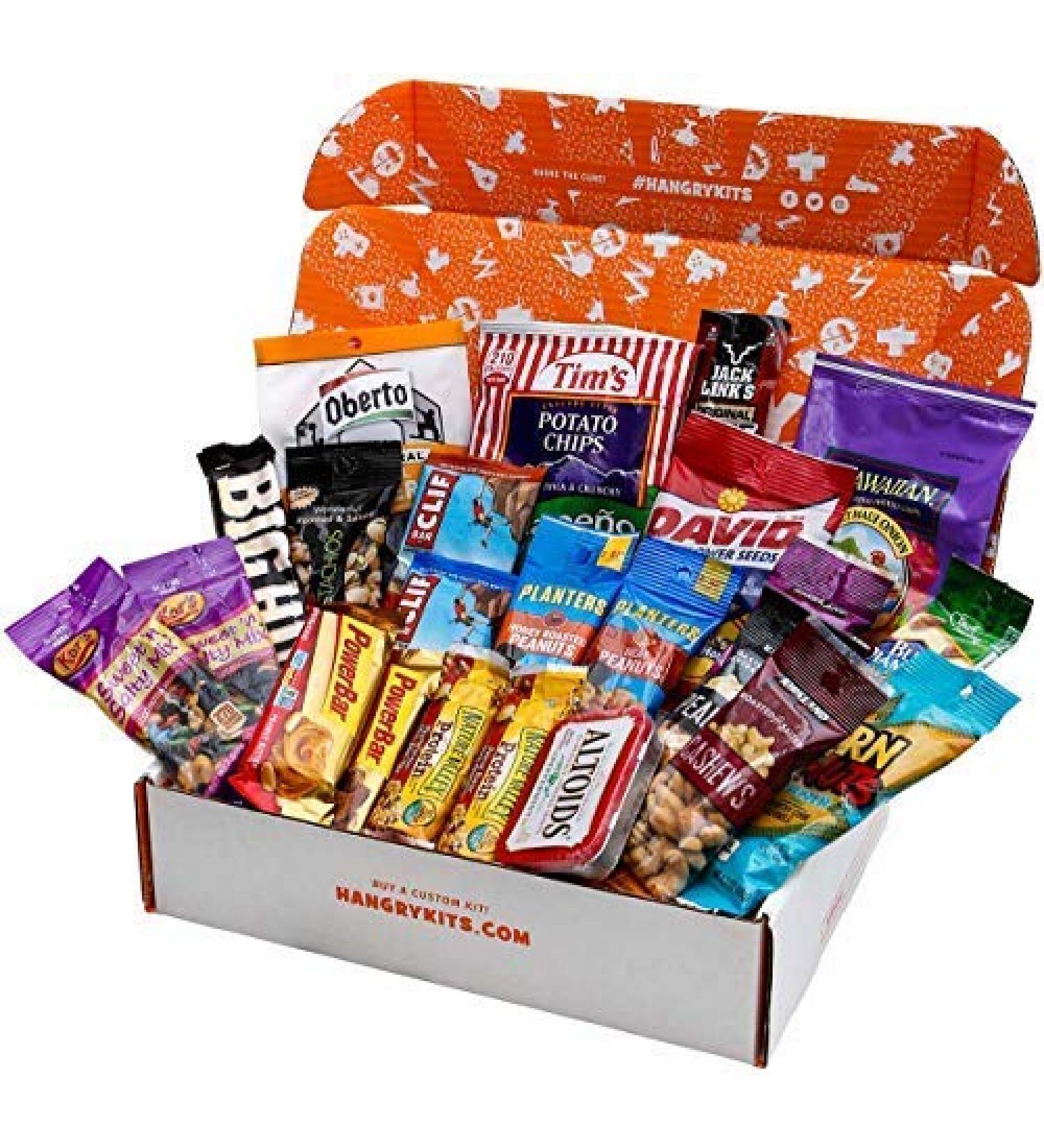Hangry Kit for Men - College Care Package with Nuts, Meat, Protein, and Snacks (28 Items) - Buy Online on GoSupps.com
