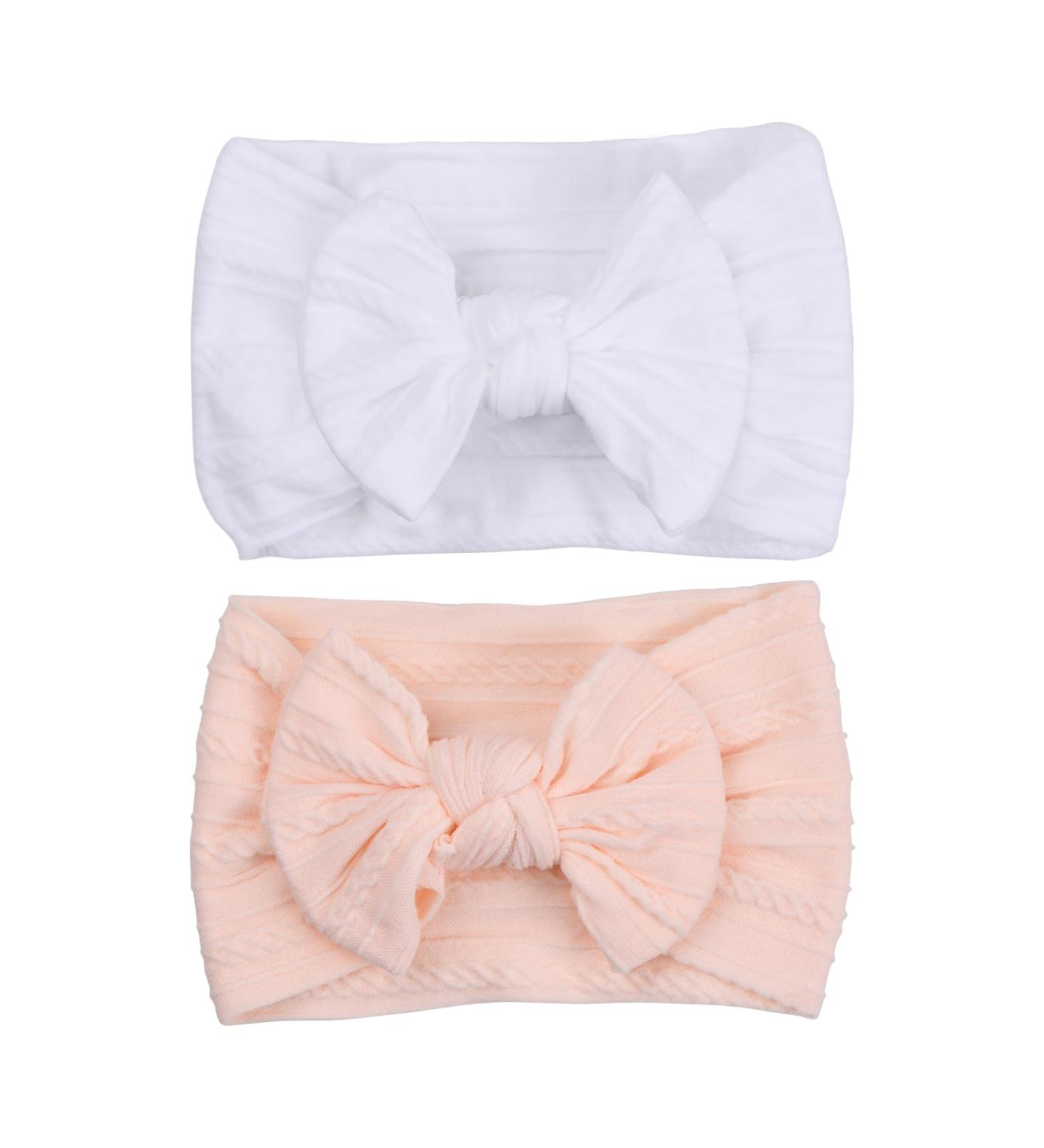 Volumoon Baby Girls Hair Bands - Soft Elastic Forehead Straps & Curved Knot Design | 2 Pack Nylon Headbands for Newborns & Toddlers - Buy Online on GoSupps.com