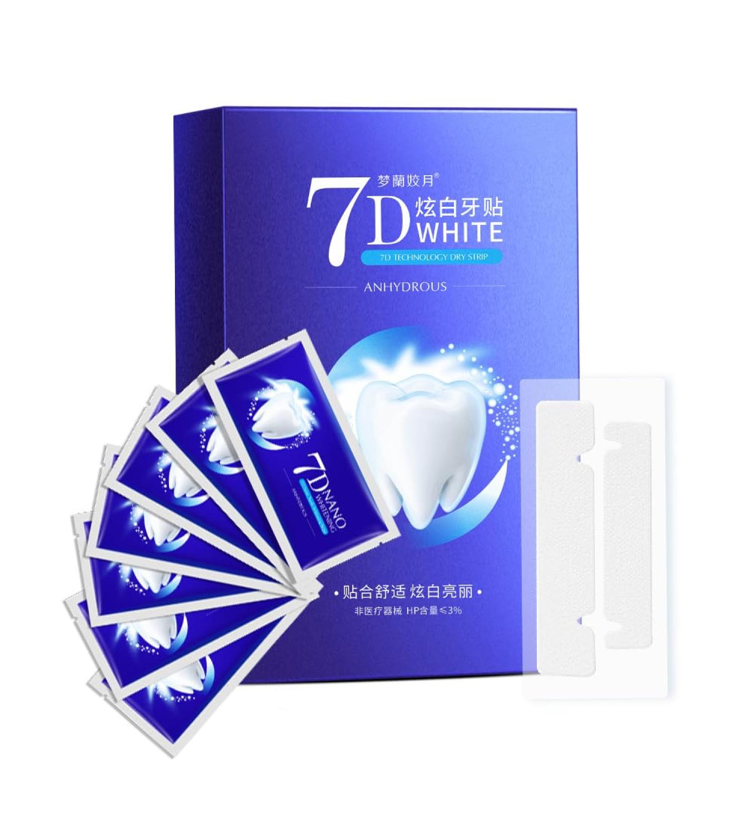 7D Mint Teeth Whitening Strips - 30 Minute Oral Yellow Stain Remover | 14 Pieces 7 Pairs for Bright White Smile | International Shipping - Buy Online on GoSupps.com