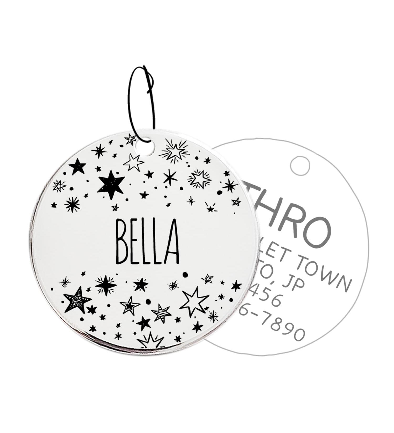 Starry Night Style Personalized Deep-Engraved Dog Cat Tag in 316 Surgical Stainless Steel with Safe Edge Polishing and Double-Sided Design - Express Your Cat's Unique Charm Starry Sky - Buy Online on GoSupps.com