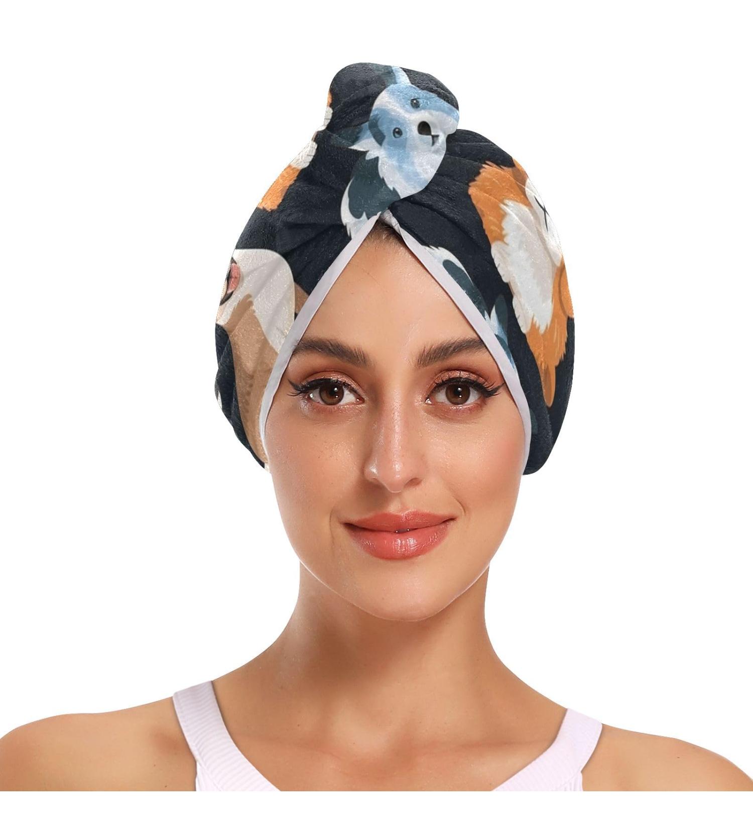 Kind of Cute Dogs Hair Towel 2 Pack - Super Absorbent Quick Dry Hair Turbans for Women & Girls - Perfect for Fast Hair Drying - Buy Online on GoSupps.com