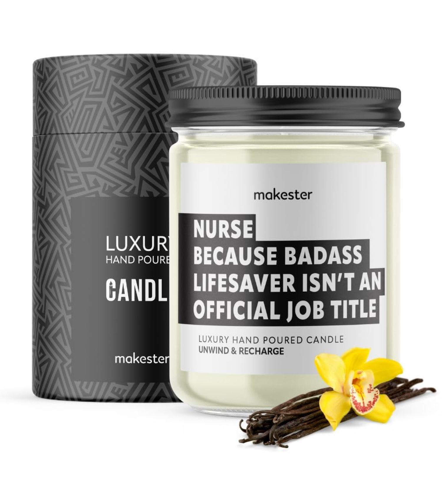 Nurse Candle - Soy Wax with Vanilla Jasmine & Sugared Almond - Christmas Nurse Gift by Makester - Buy Online on GoSupps.com