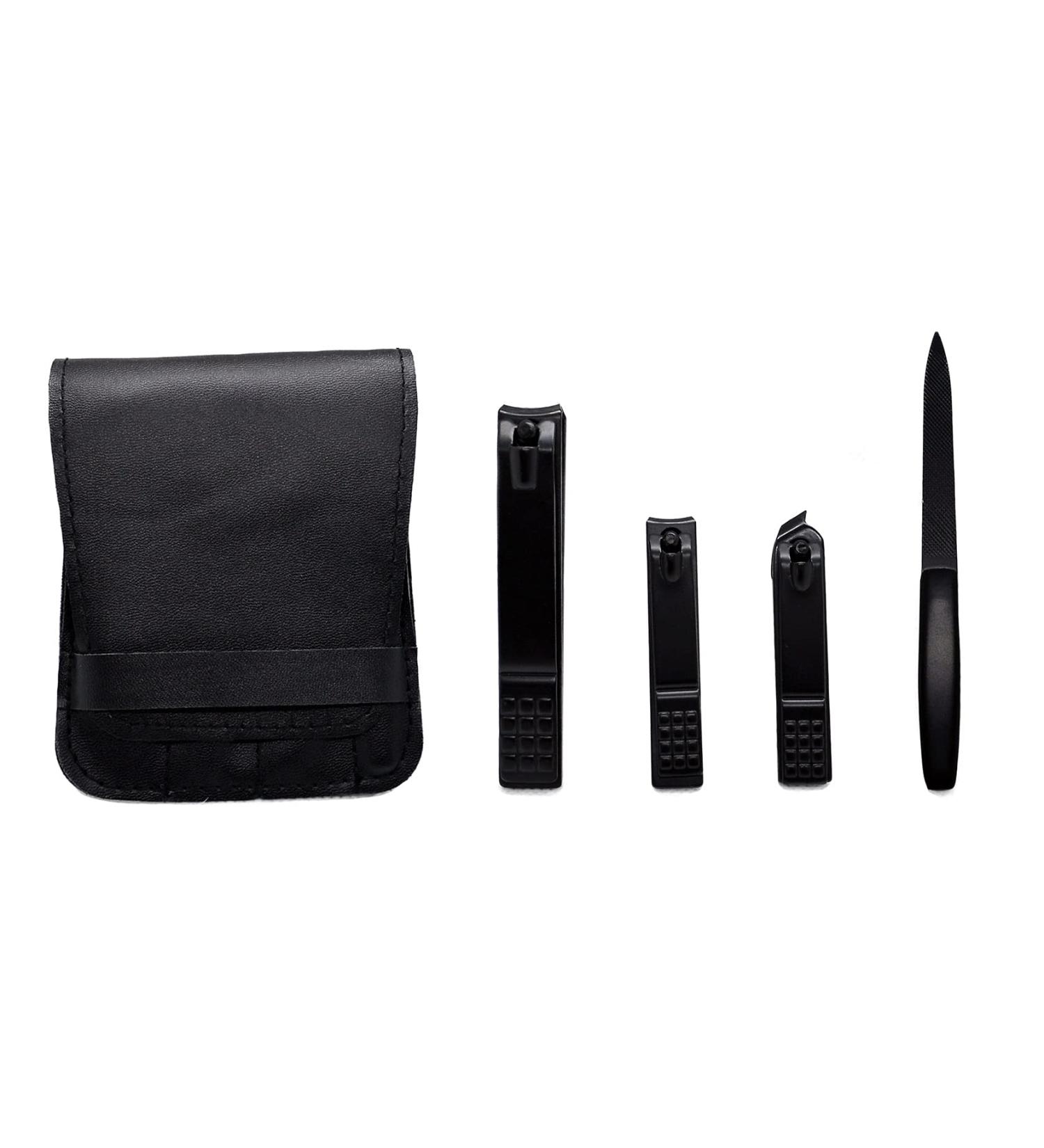 Nail Clippers Set Mini Personal Care Set Portable Nail Clippers 3 Pieces Built in Nail File Black Travel Ladies Men - Buy Online on GoSupps.com