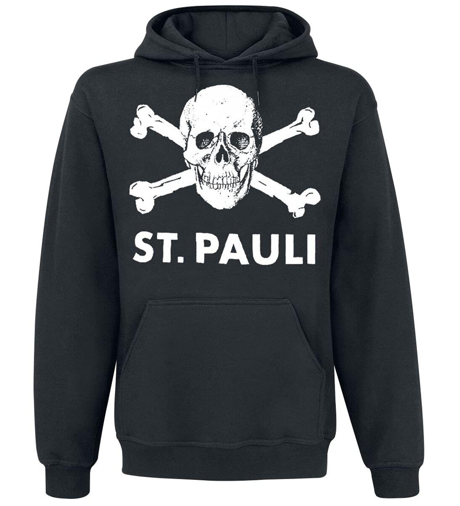 FC St. Pauli Skull Hoodie | Black Men's Fan Merch | Unique Football Merchandise | L Black/White - Buy Online on GoSupps.com