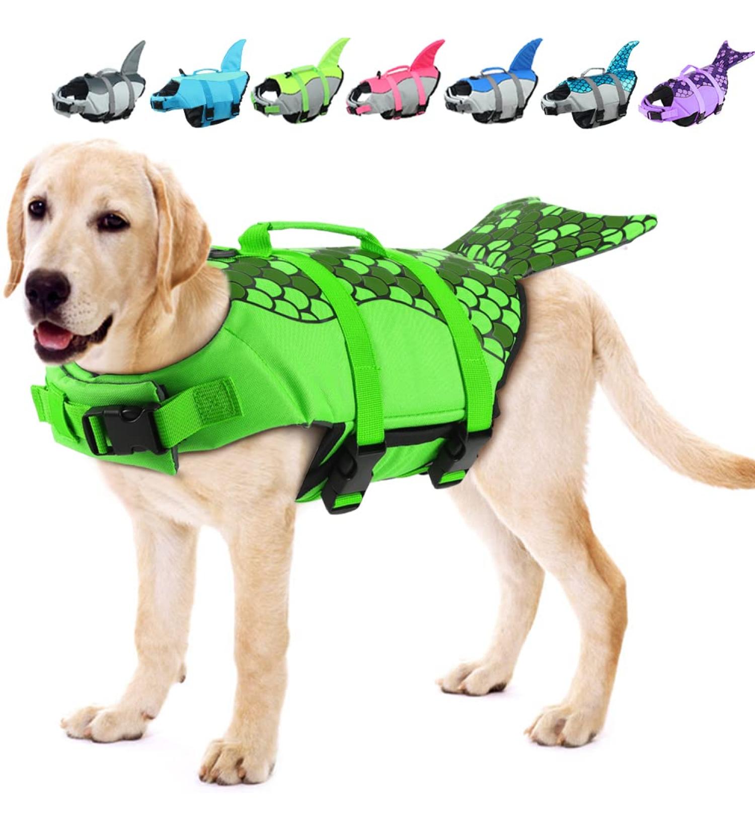 Emust Dog Chimney Shark Vest | Ripstop Safety Suit for All Dog Sizes | Olive Green Mermaid - X-Large - Buy Online on GoSupps.com