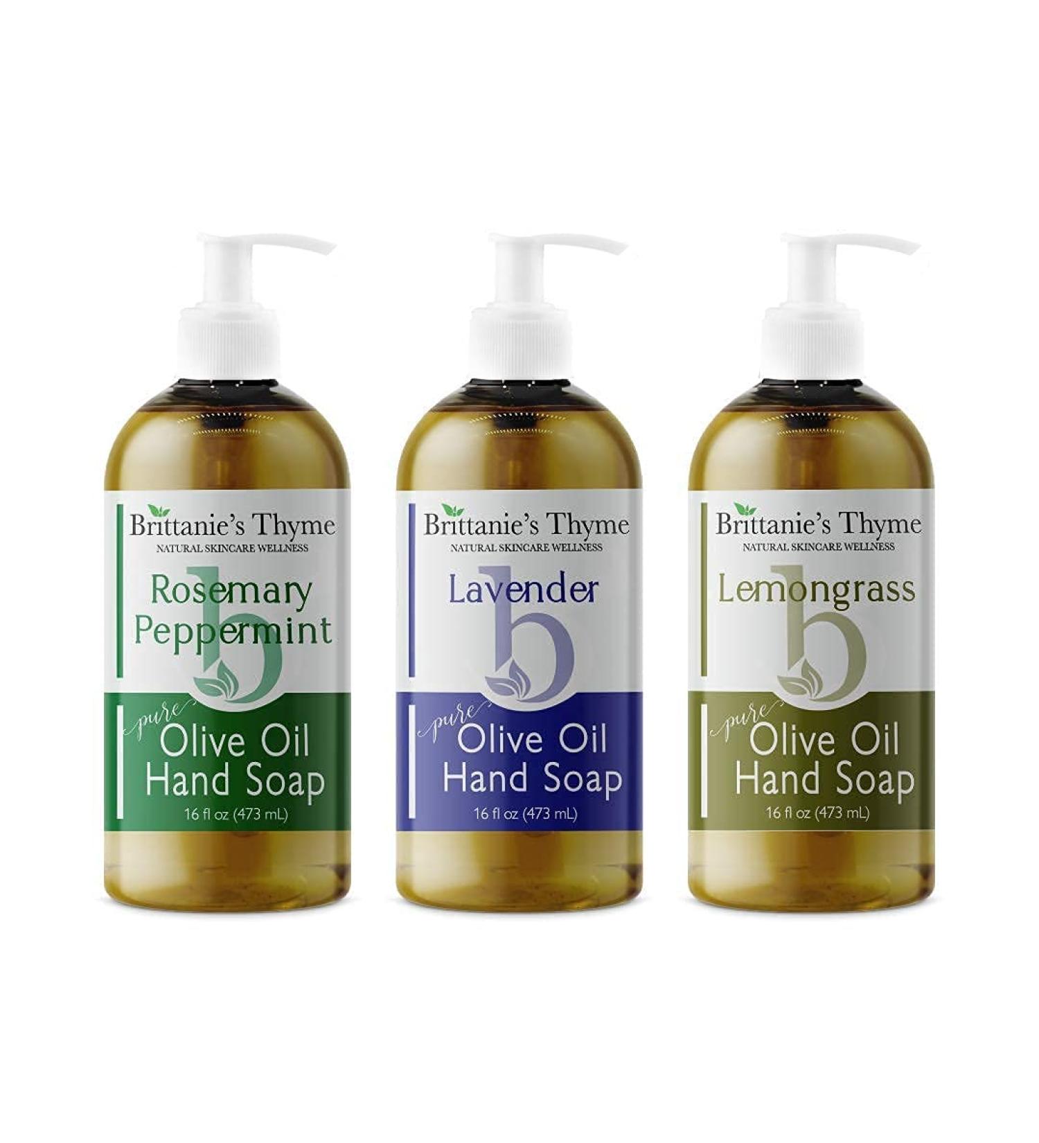 Brittanie's Thyme Organic Natural Hand Soap Variety Bundle - Lavender, Lemongrass, Rosemary Peppermint - 16oz 3 Pack - Castile Soap with Olive Oil & Essential Oils - Vegan & Gluten Free - Buy Online on GoSupps.com