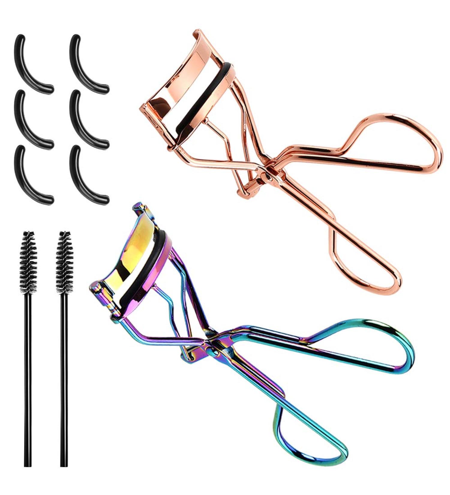 2 Pcs Eyelash Curler Kit - Maxin Metal Lash Curlers with Mascara Applicator & Separator Comb | Rose Gold & Color | International Shipping - Buy Online on GoSupps.com