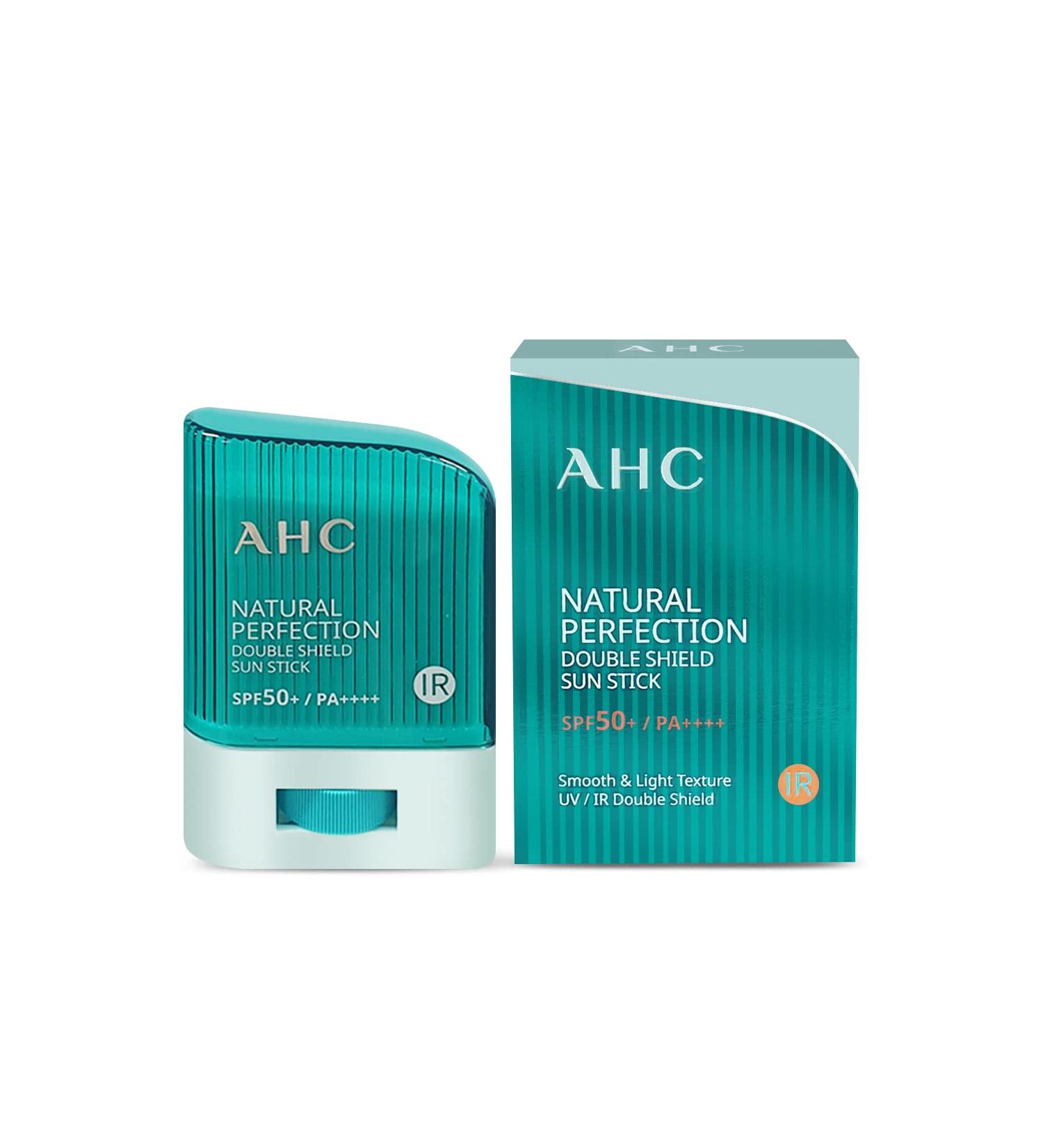 gadi place AHC Natural Perfection Double Shield Sunstick 14g / 0.493 Oz (Green) SPF50+ PA++++ | UV Protection | Sunscreen | Sun Protection for Face and Body | Sun stick Korean | K-Beauty