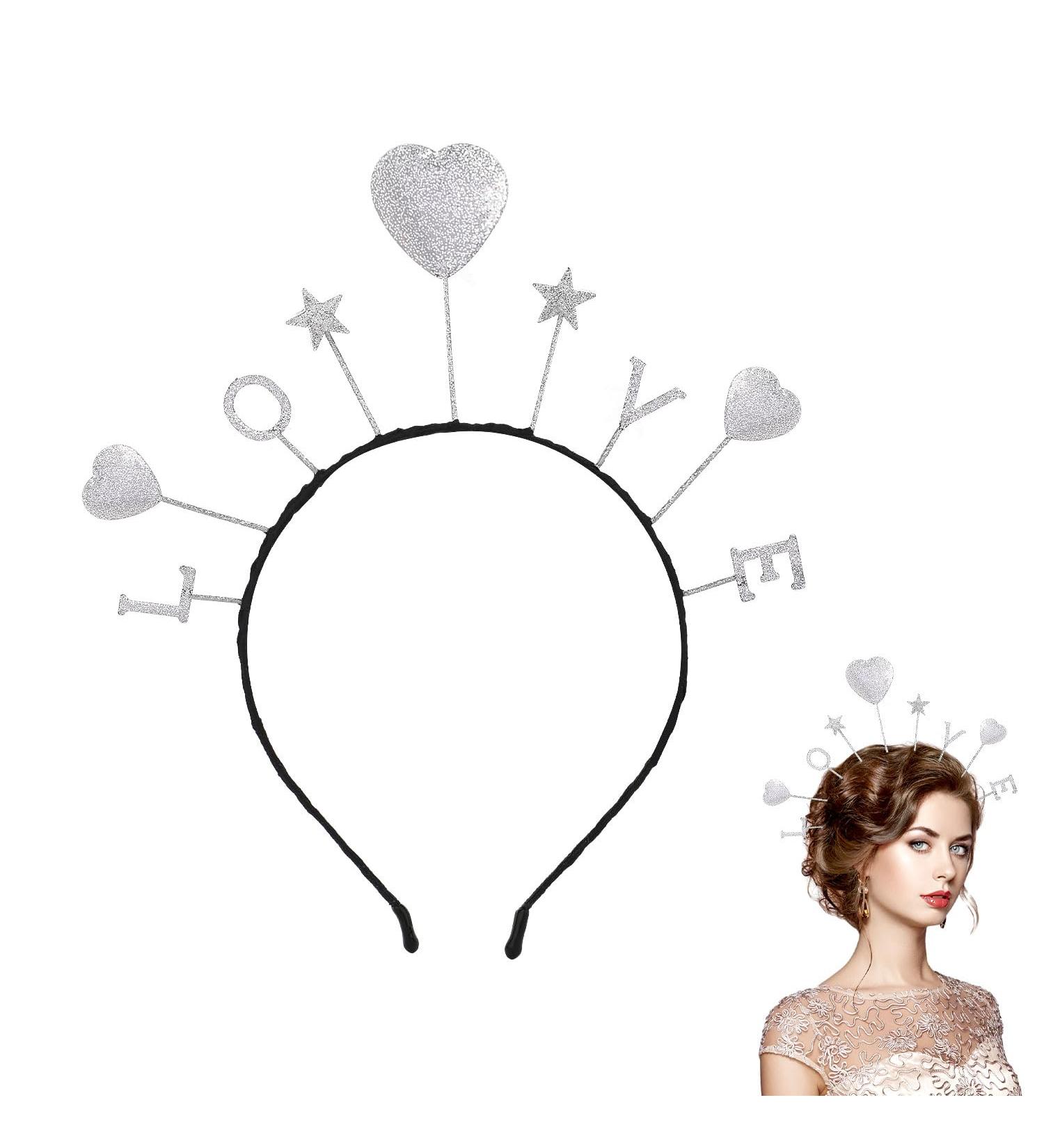 Star Heart Headband Glitter Love Headband Shiny Star Halo Crown Goddess Headpiece Hair Accessory for Girl Women Birthday Party Ramadan Costume Wedding - Buy Online on GoSupps.com