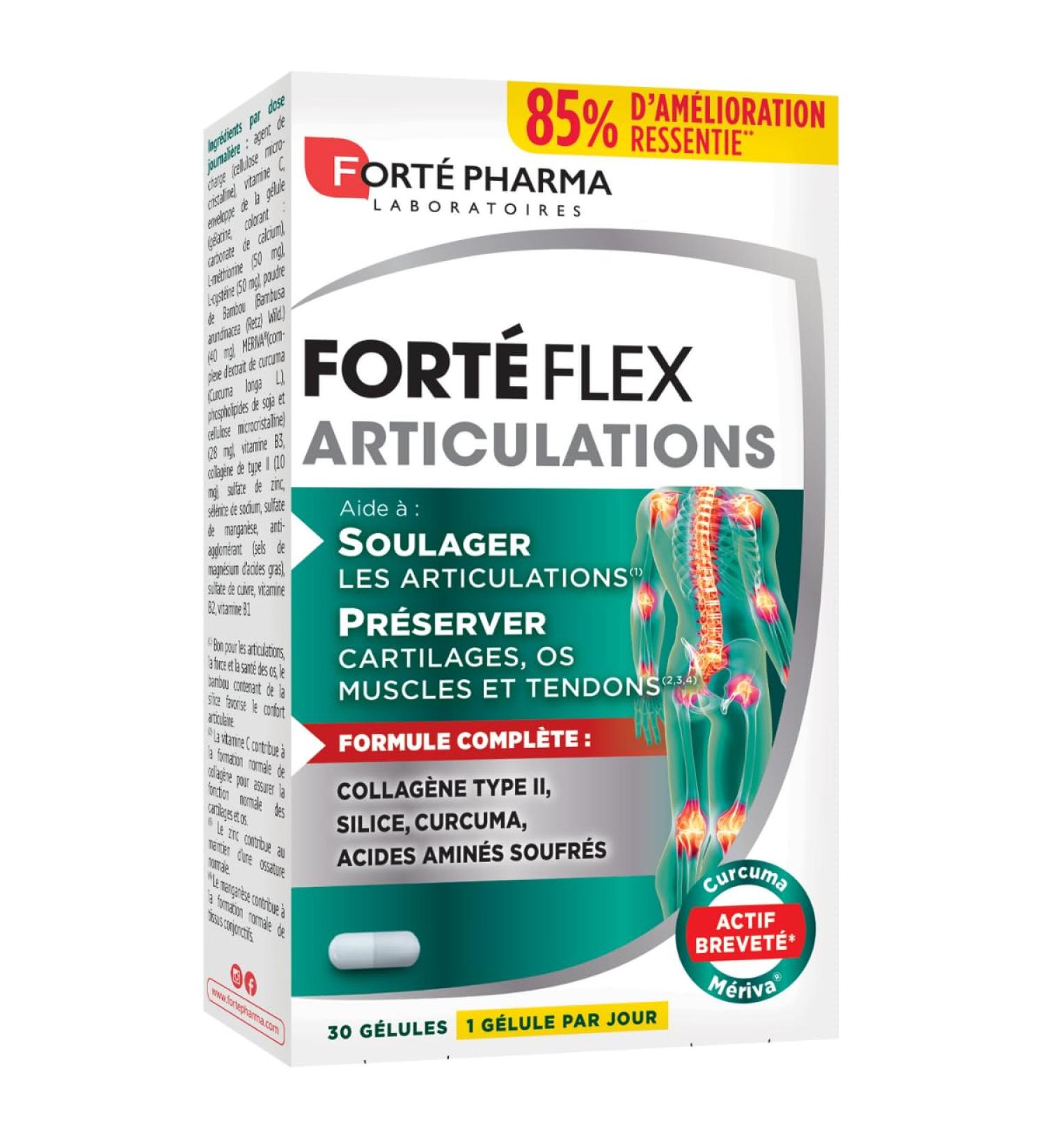 Fort Pharma - Fort Flex Joints - Joint Supplement - Collagen Type II Turmeric Silica Vitamin C Zinc - Bone Health Tendons Ligaments - 30 Capsules 1/Day - Buy Online on GoSupps.com