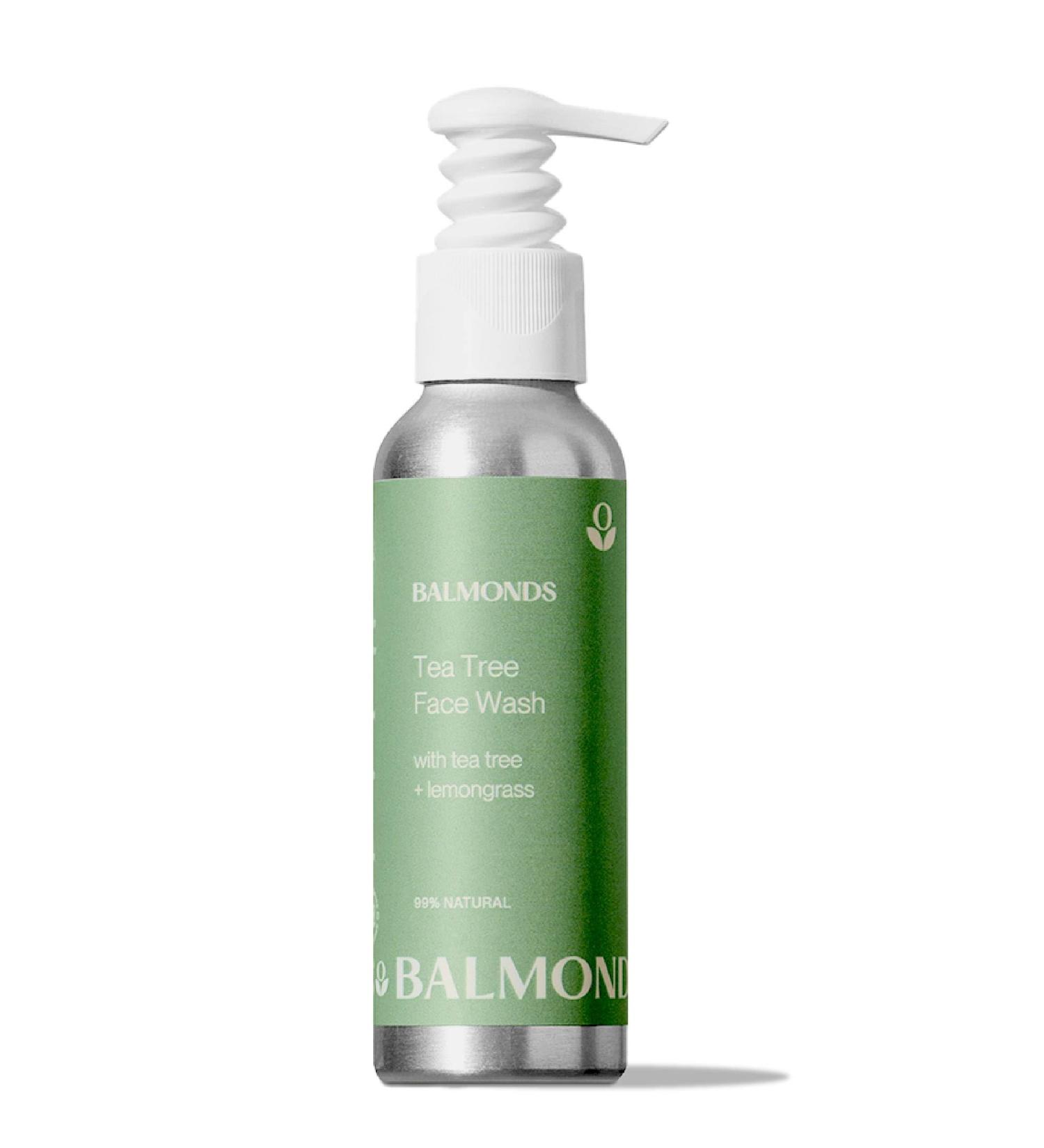 Balmonds Tea Tree Face Wash - 99% Natural Foaming Cleanser with Lemongrass for Sensitive Breakout-Prone Skin Vegan Paraben-Free 125ml - Buy Online on GoSupps.com